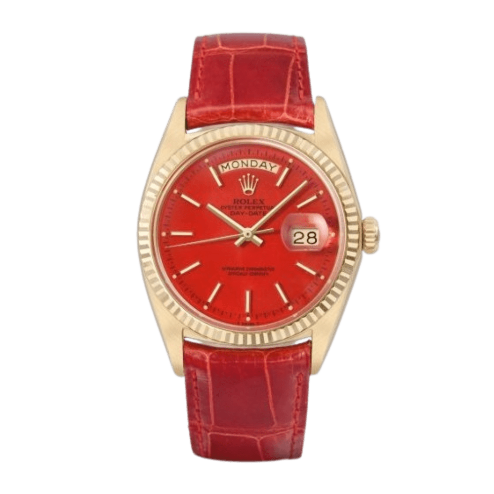 Rolex Day-Date 36 Yellow Gold Red Dial 36mm 1803 Stella Red - Make