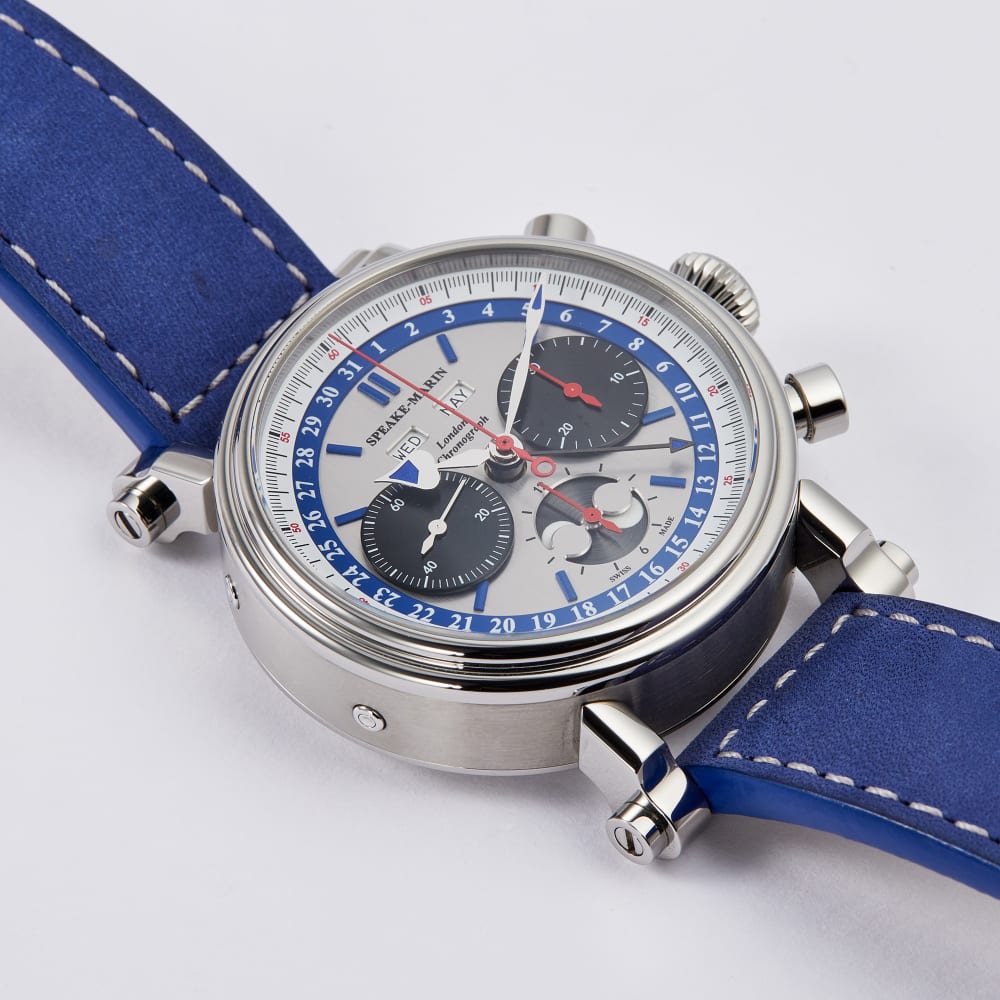 Speake Marin London Chronograph Triple Date Titanium Blue Dial