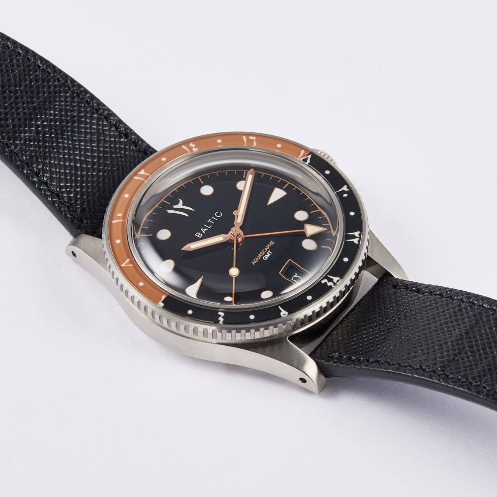 Baltic Aquascape GMT Orange Steel Black Dial 39mm Aquascaphe GMT
