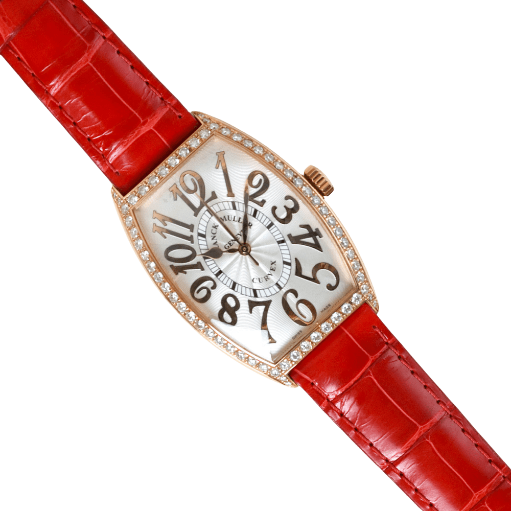 Franck Muller Cintree Curvex Rose Gold Diamond Silver Dial 32mm