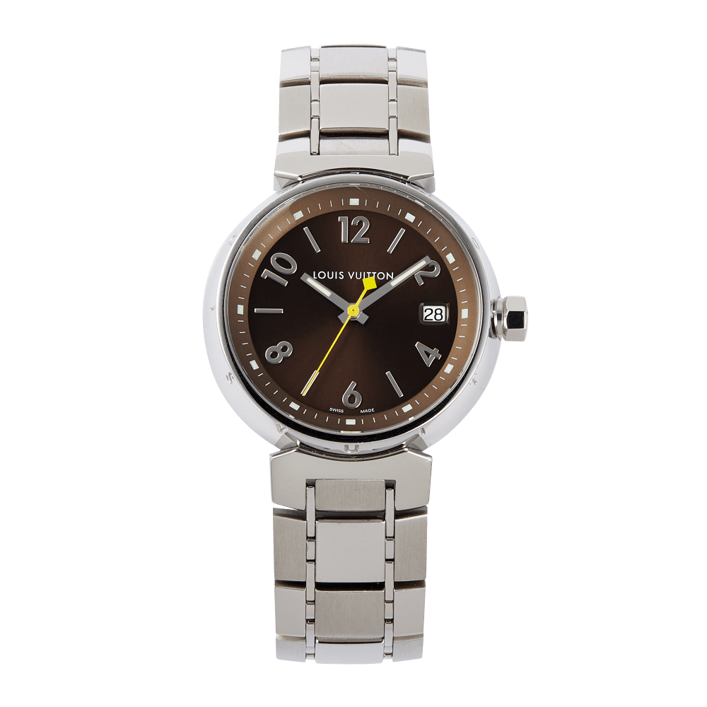Louis Vuitton Tambour Quartz Steel Brown Dial 33mm Q1311 - Make an
