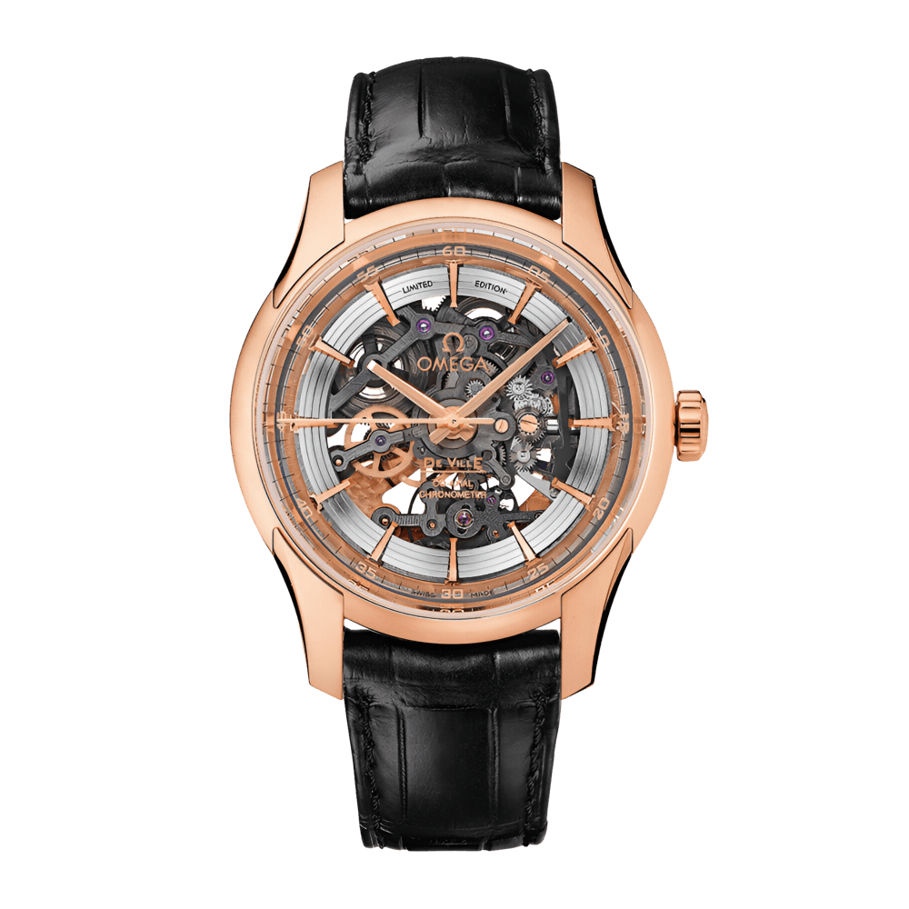 Omega De Ville Hour Vision Rose Gold Skeleton Dial 41mm 431.53