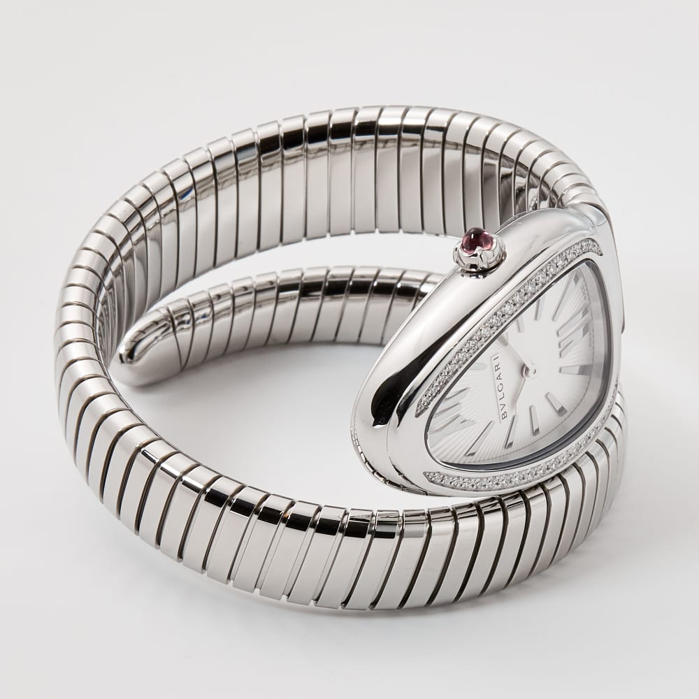 Bulgari Serpenti Tubogas Steel Diamond Silver Dial 35mm