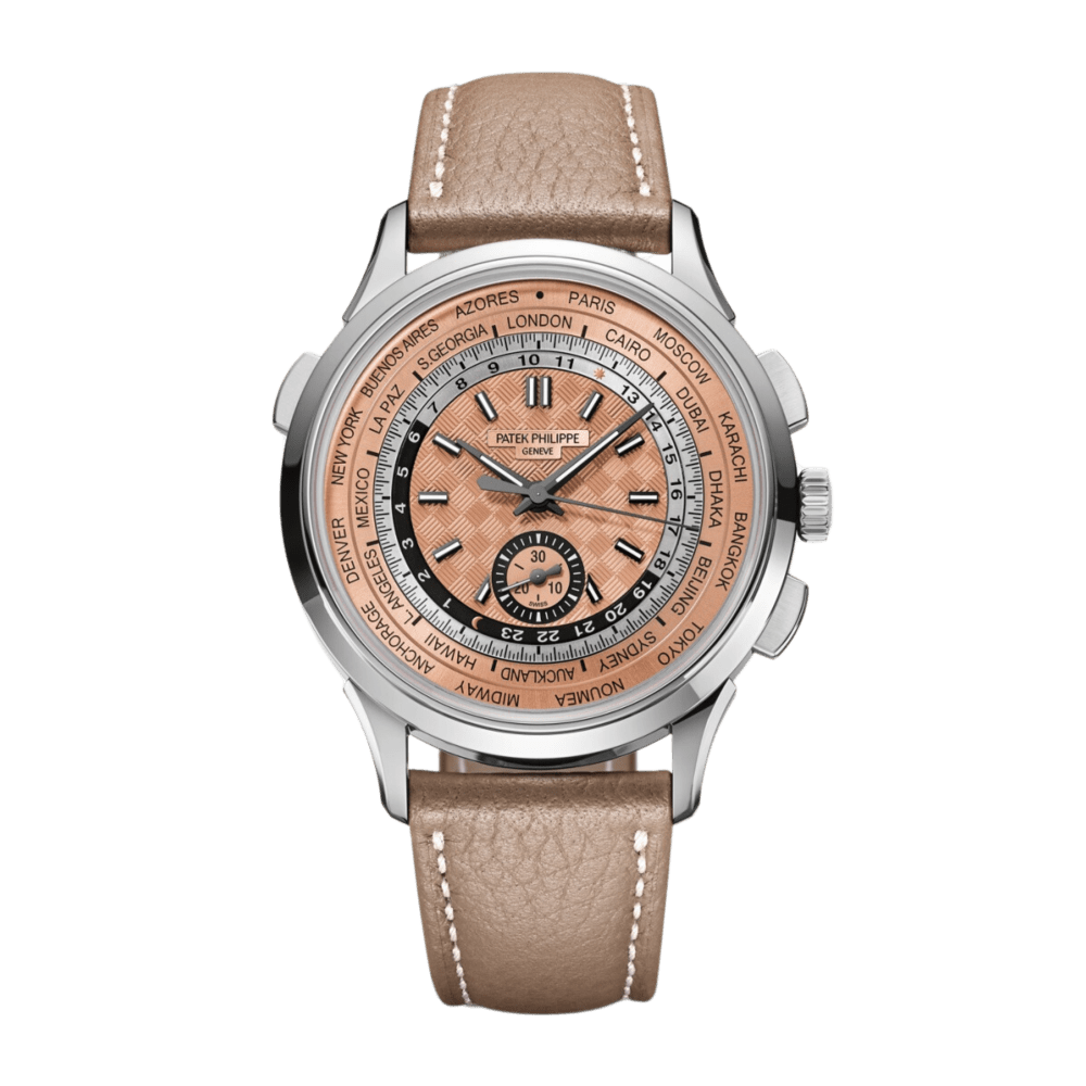 Patek Philippe Complications World Time Chronograph Steel Salmon