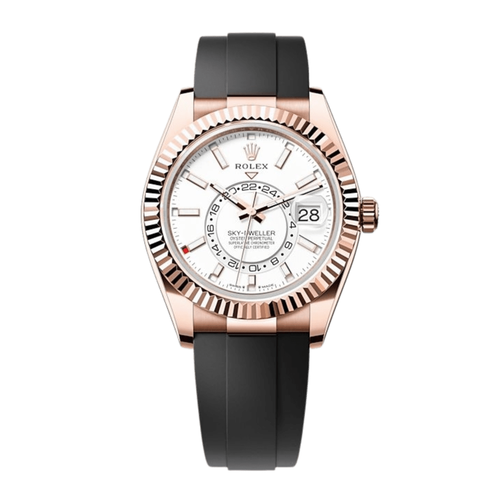 Rolex Sky-Dweller Rose Gold Oysterflex White Dial 42mm 336235-0003