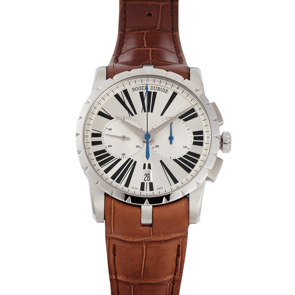 洋楽 Roger Baudet Roger Dubuis Excalibur Chronograph Steel Silver Dial 42mm DBEX0388