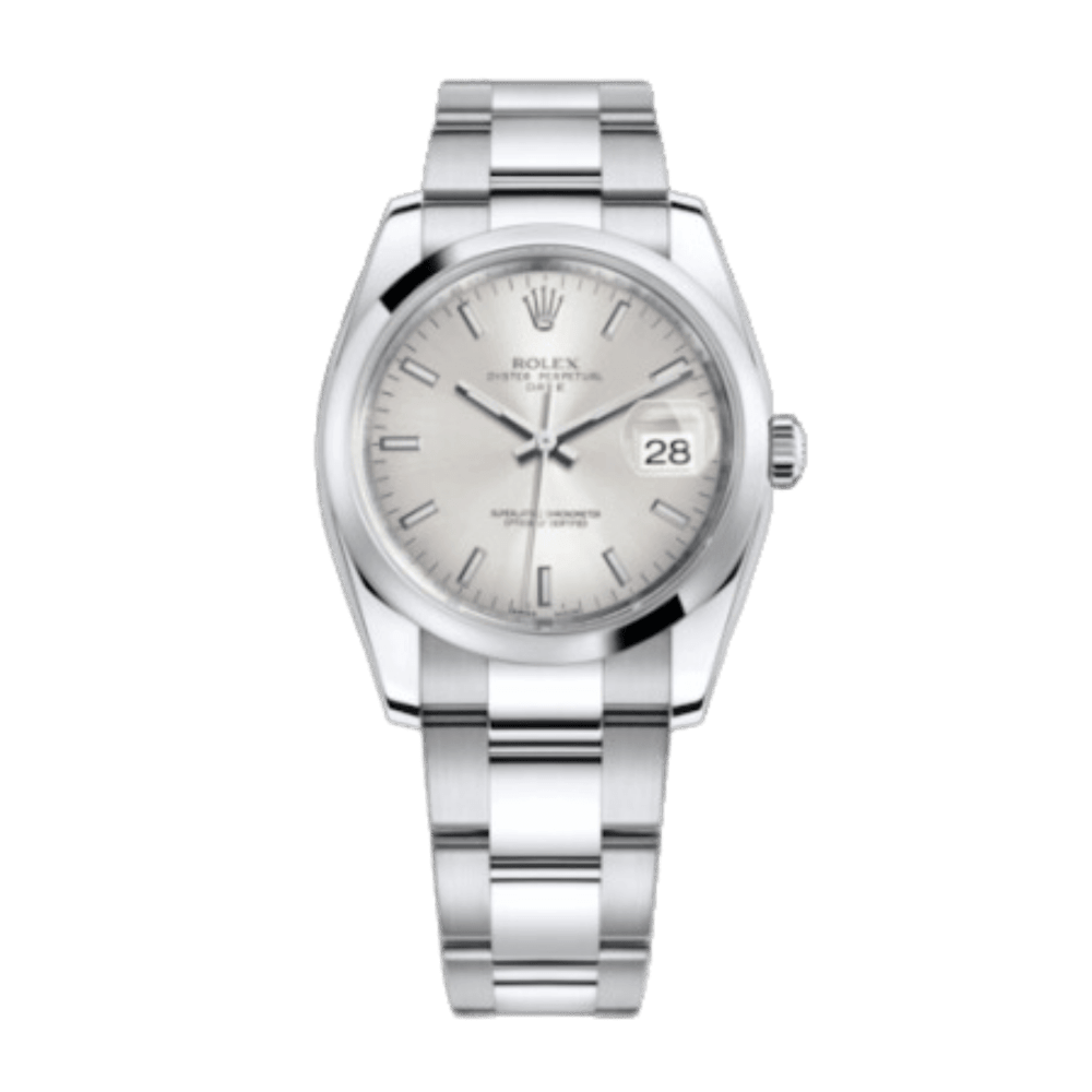 Rolex Oyster Perpetual Date Steel Silver Dial 34mm 115200-0006