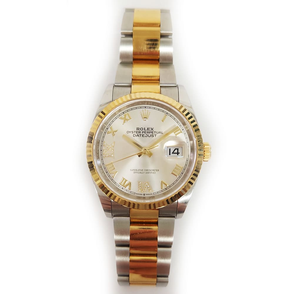 Rolex Datejust Yellow Gold & Steel Silver Dial 36mm 126233-0032