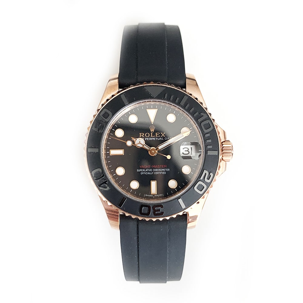 Rolex Yacht-Master Rose Gold Oysterflex Black Dial 37mm 268655
