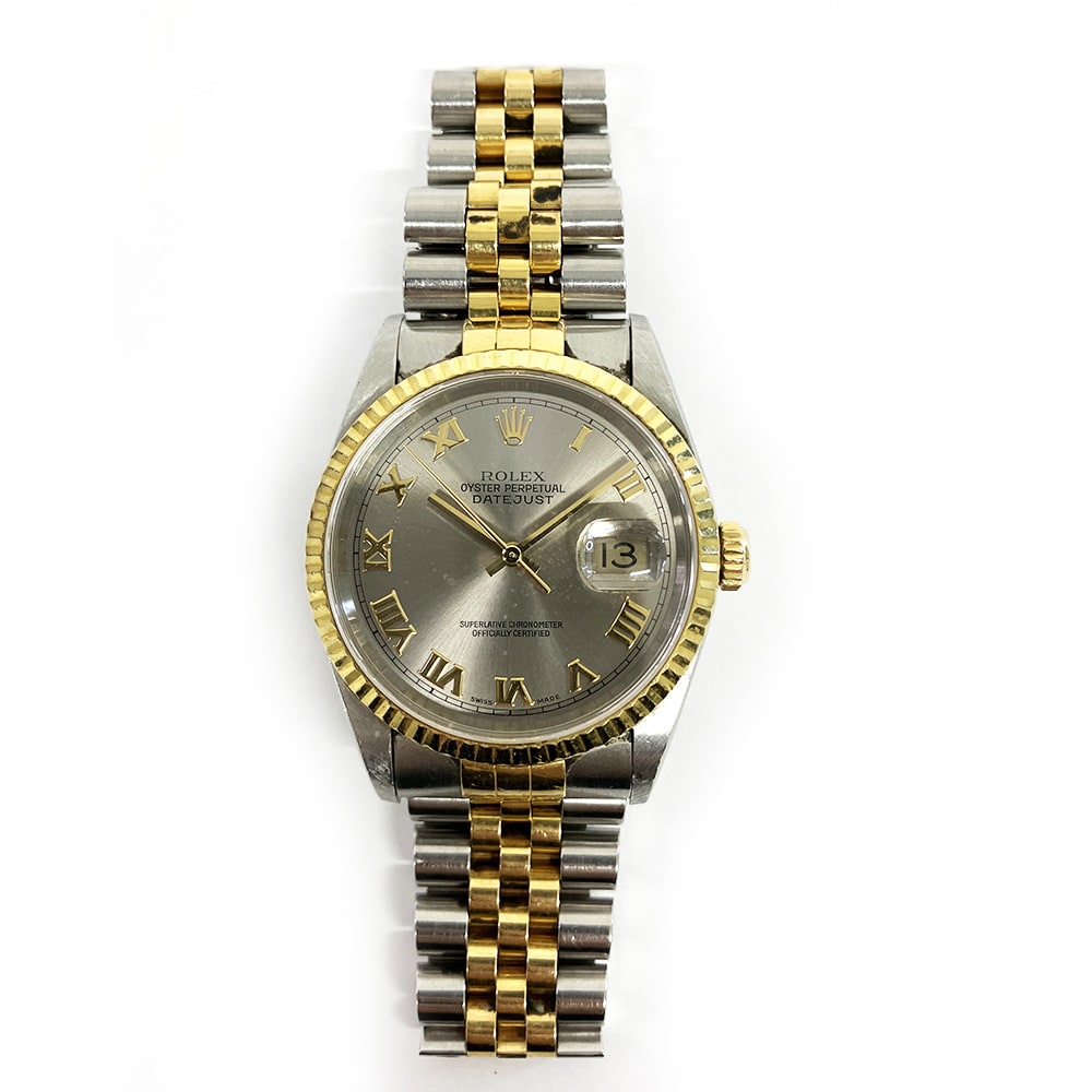 Rolex Datejust Yellow Gold & Steel Grey Dial 36mm 16233 Grey