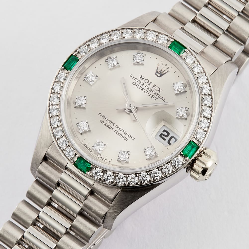 Rolex Vintage Lady Datejust White Gold Diamond & Emerald
