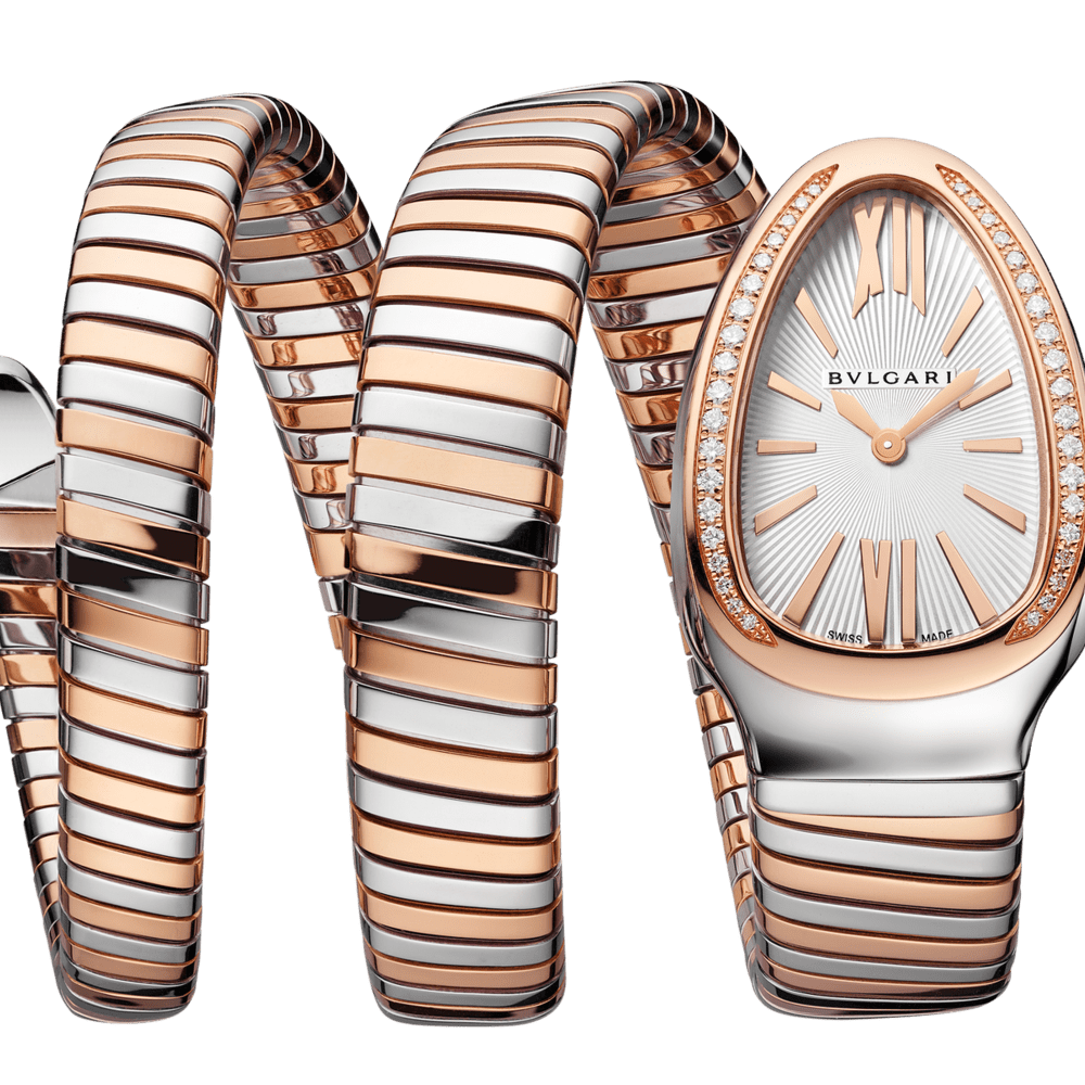 Bulgari Serpenti Tubogas Double Tour Rose Gold & Steel Diamond