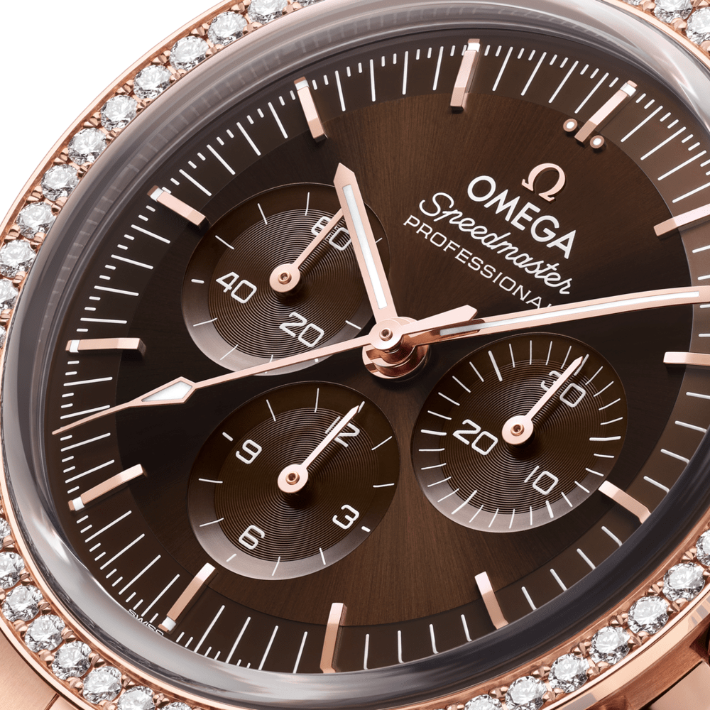 Omega Speedmaster Professional Moonwatch Rose Gold Diamond Brown