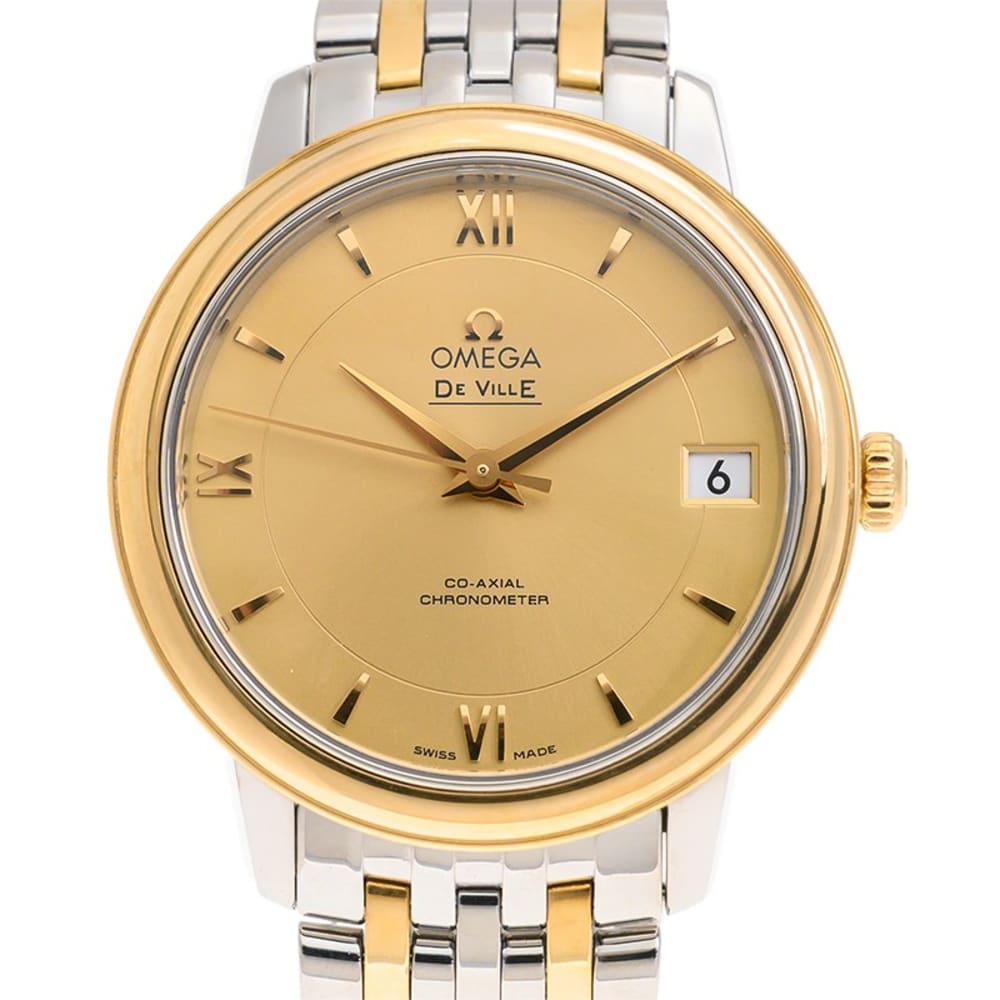Omega De Ville Yellow Gold & Steel Champagne Dial 32mm 424.20