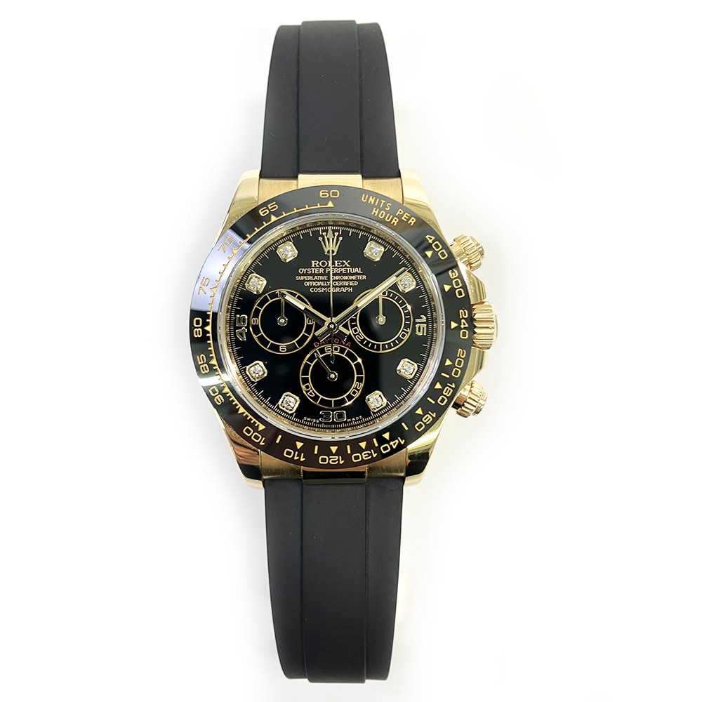 Rolex Daytona Yellow Gold Oysterflex Black Dial 40mm 116518LN-0046