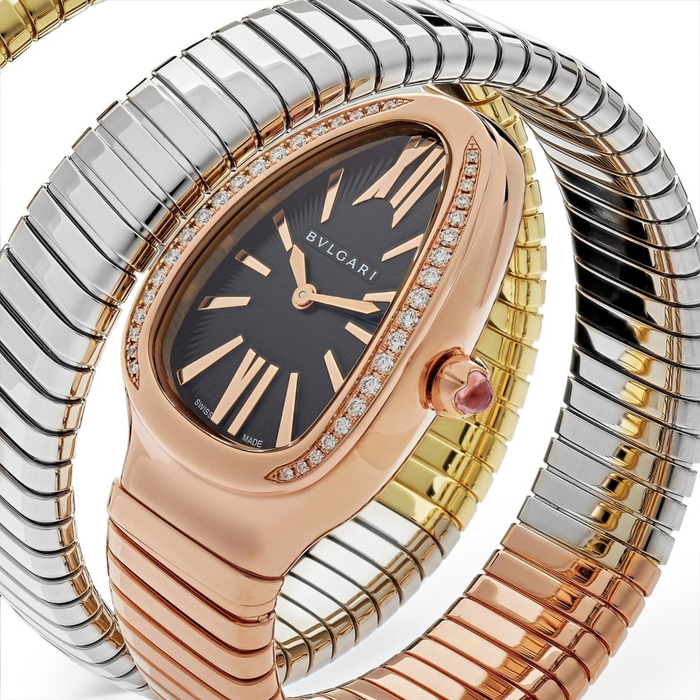 Bulgari Serpenti Tubogas Three-Tone Double Spiral Black Dial 35mm