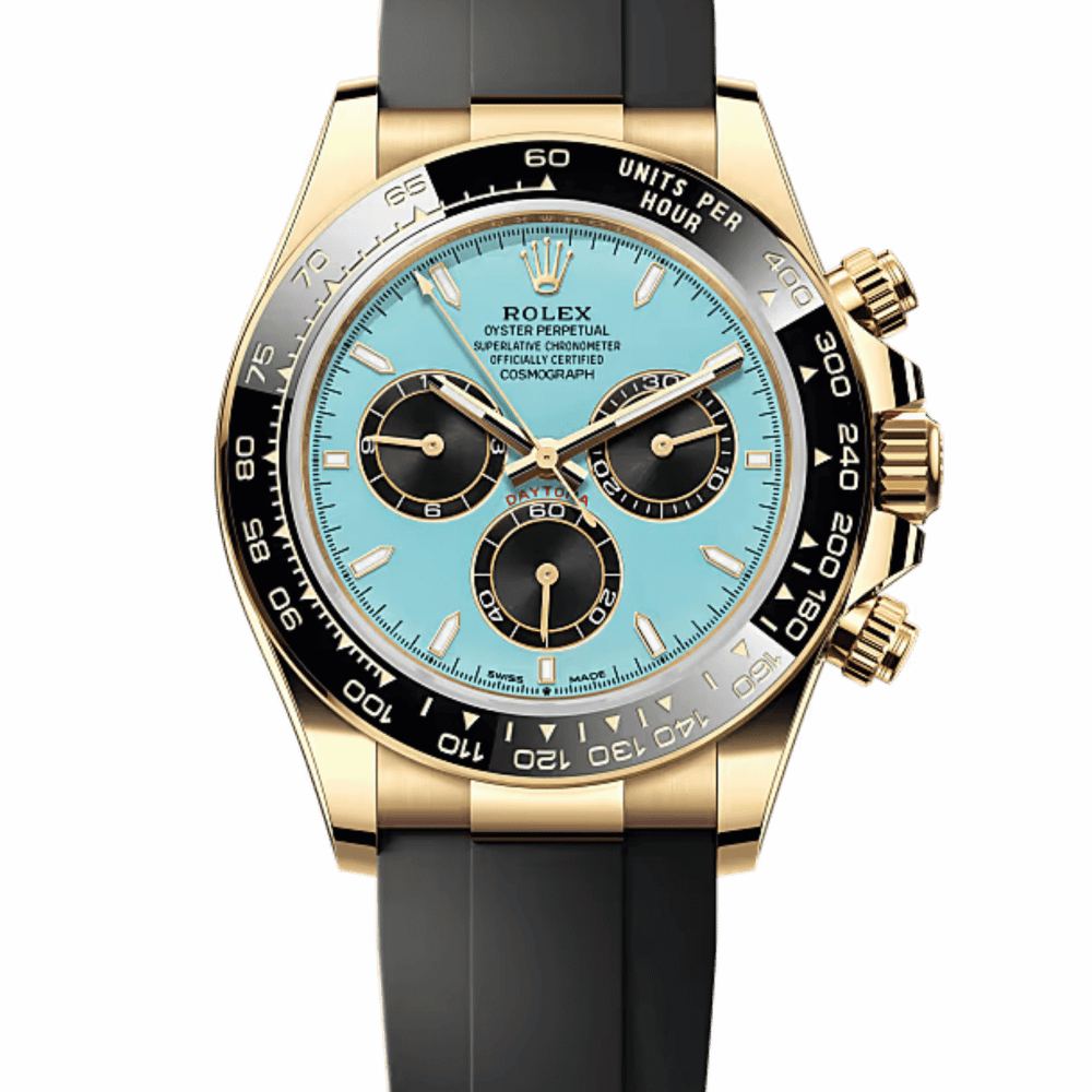 Rolex Daytona Yellow Gold Oysterflex Turquoise Dial 40mm 126518LN