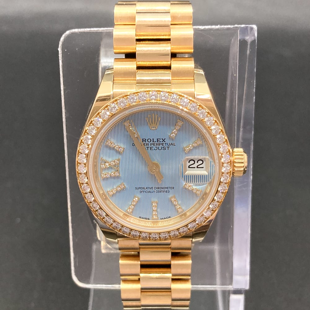 Rolex Lady-Datejust Yellow Gold Diamond Blue Dial 28mm 279138RBR