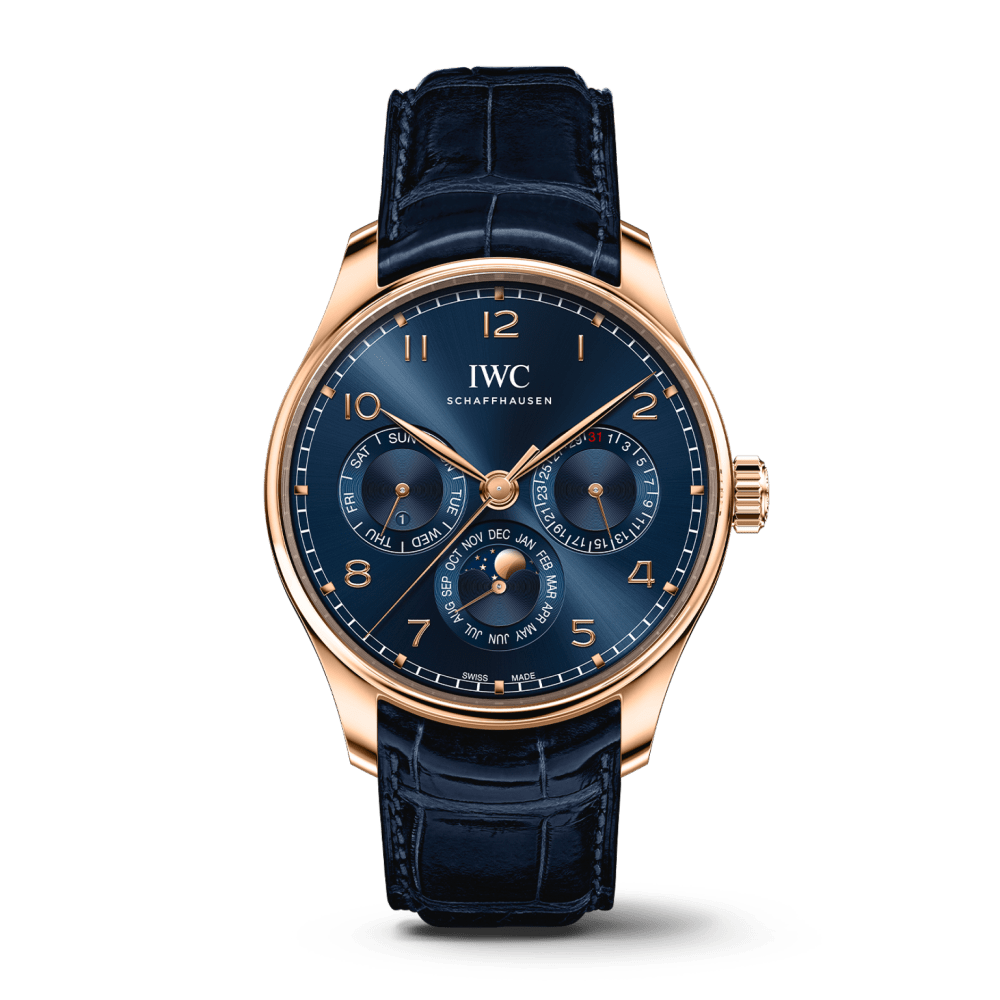 IWC Portugieser Perpetual Calendar Rose Gold Blue Dial 42mm