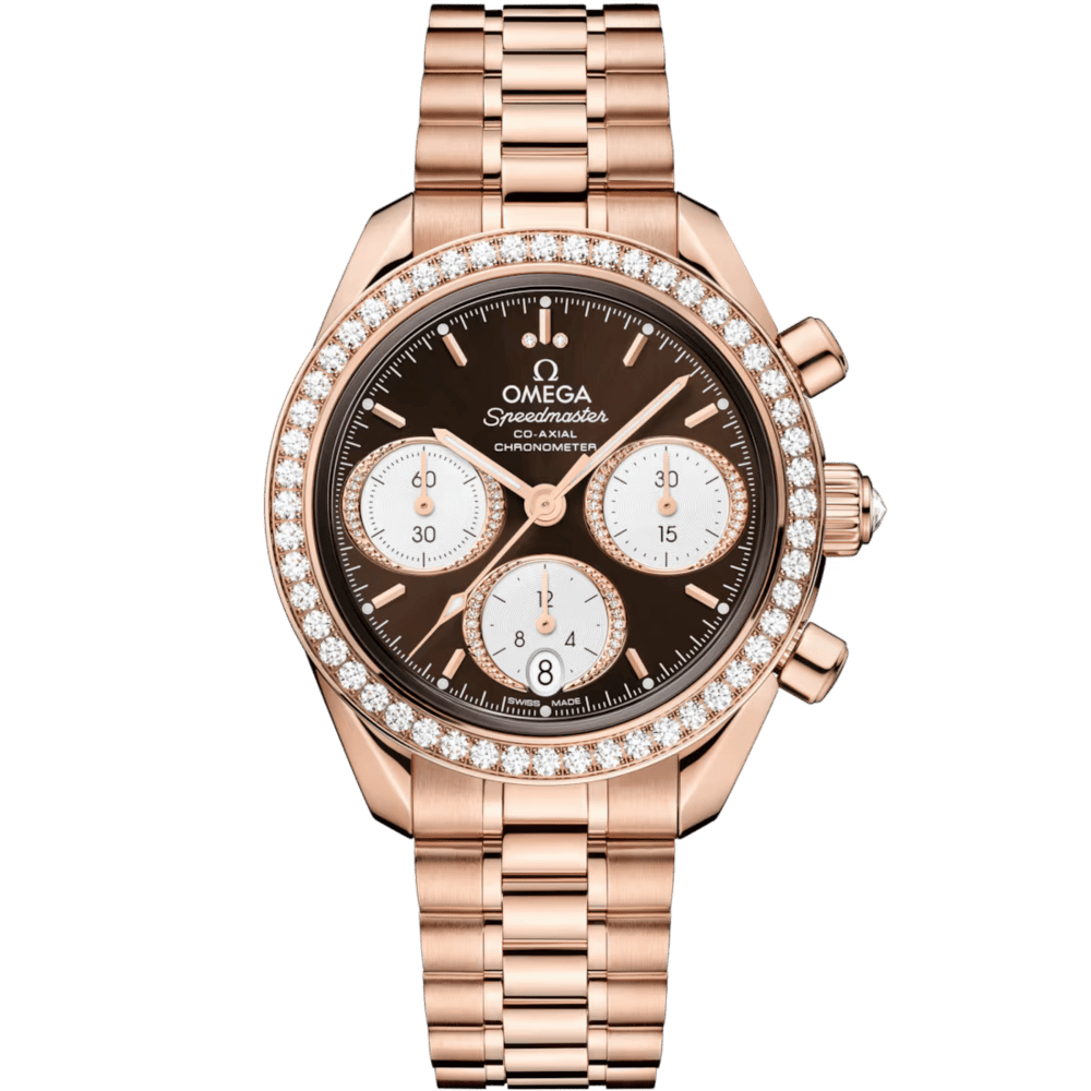 omega speedmaster rose gold omega ladies watch Omega Speedmaster Date Rose Gold Diamond Brown Dial 38mm