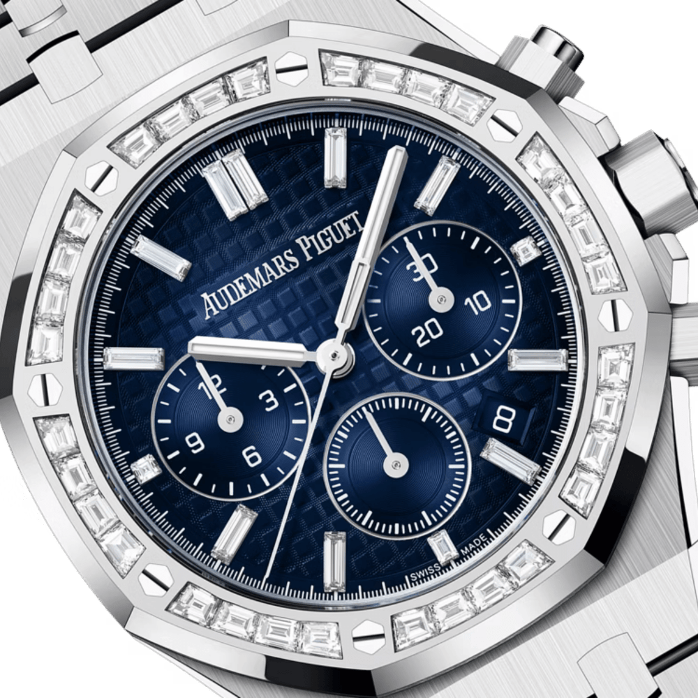 Audemars Piguet Royal Oak Chronograph White Gold Diamond Blue Dial