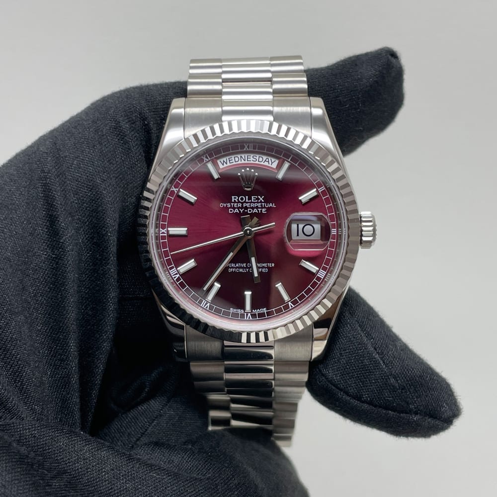 Rolex Day-Date White Gold Cherry Dial 36mm 118239-0288 - Make an