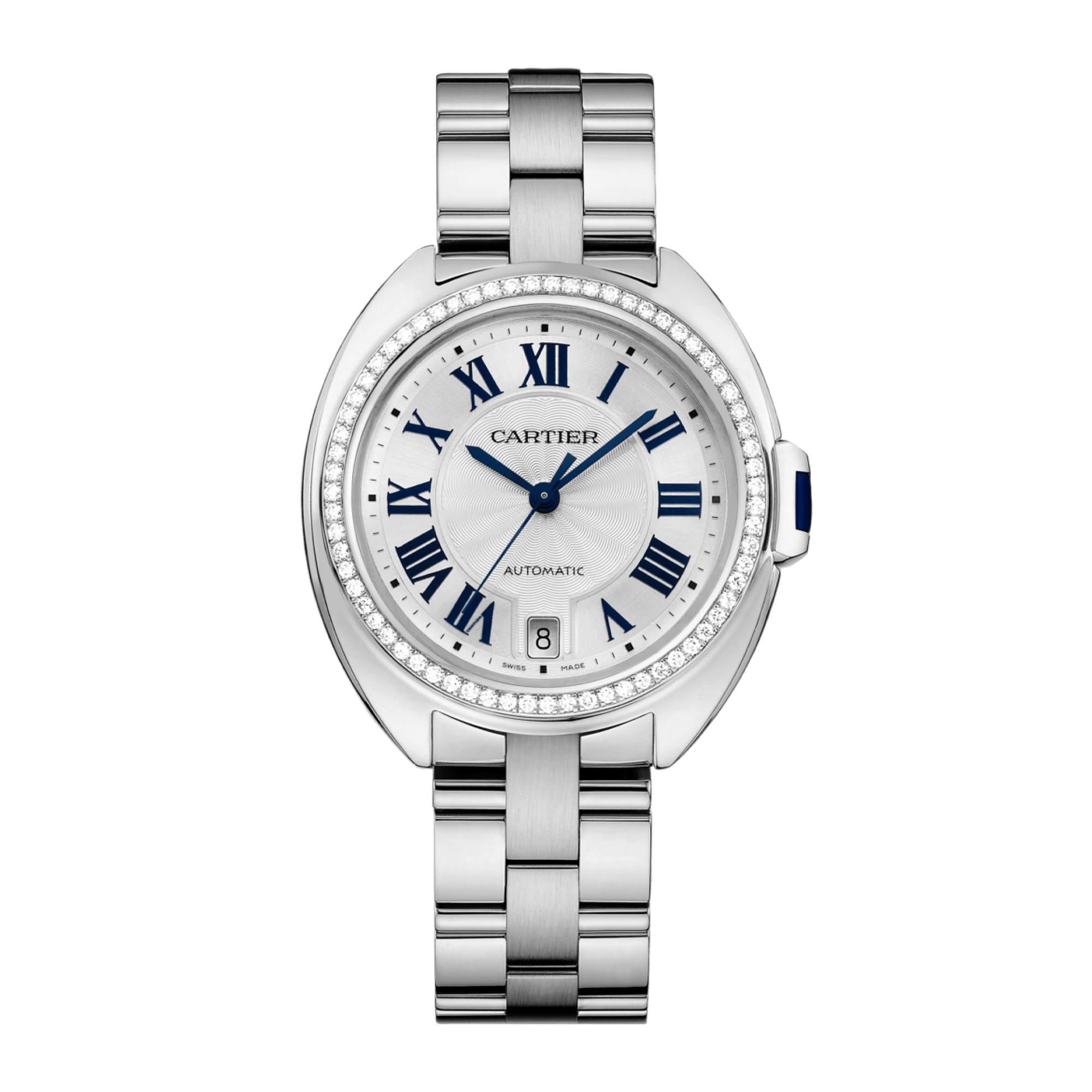 Image of Clé de Cartier White Gold Diamond Silver Dial 35mm