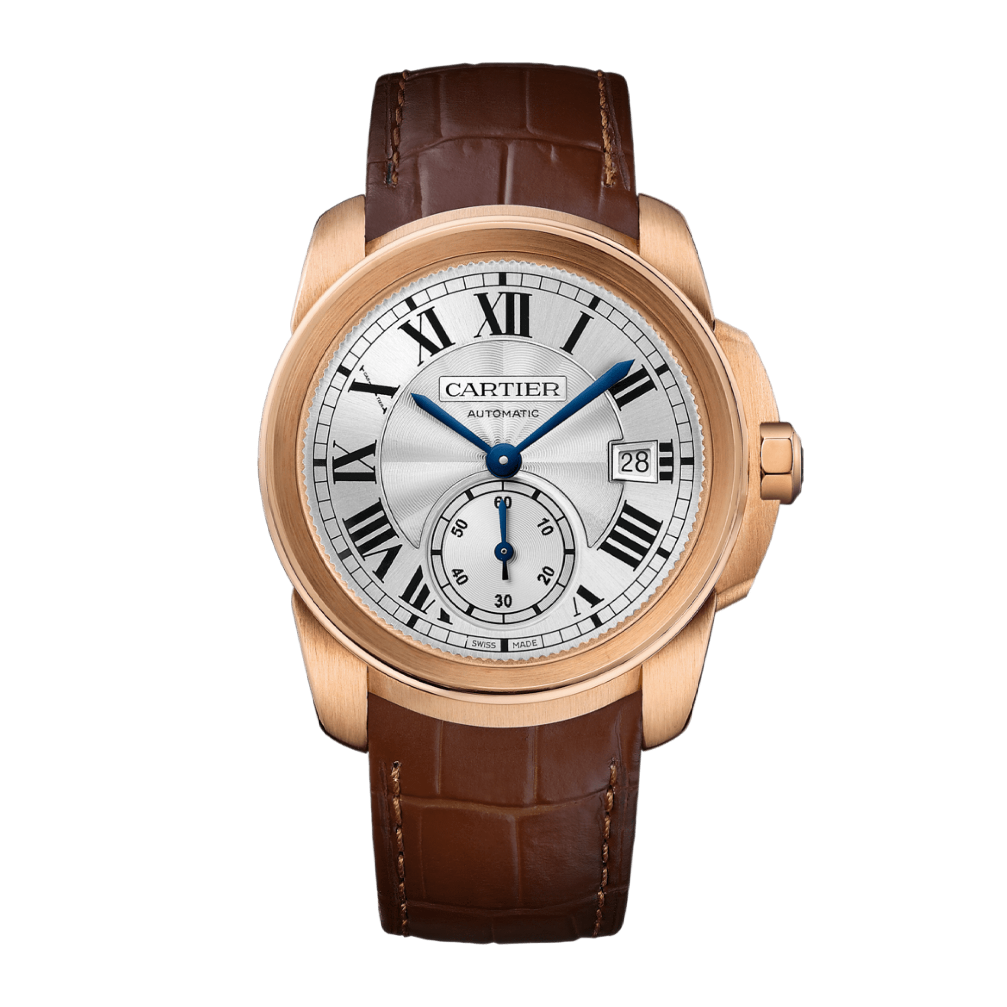 Image of Calibre de Cartier Rose Gold Silver Dial 38mm