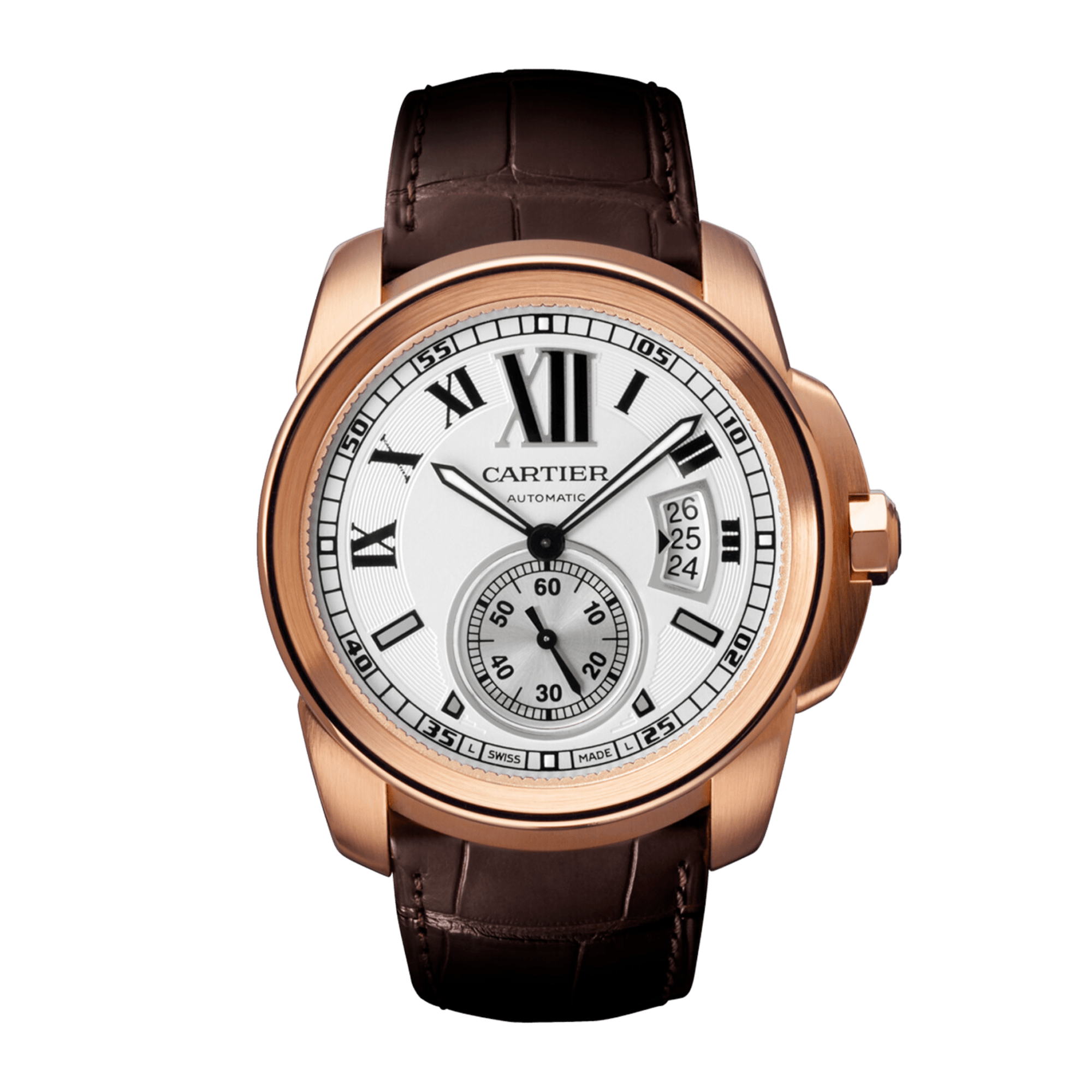 Image of Calibre de Cartier Rose Gold Silver Dial 42mm