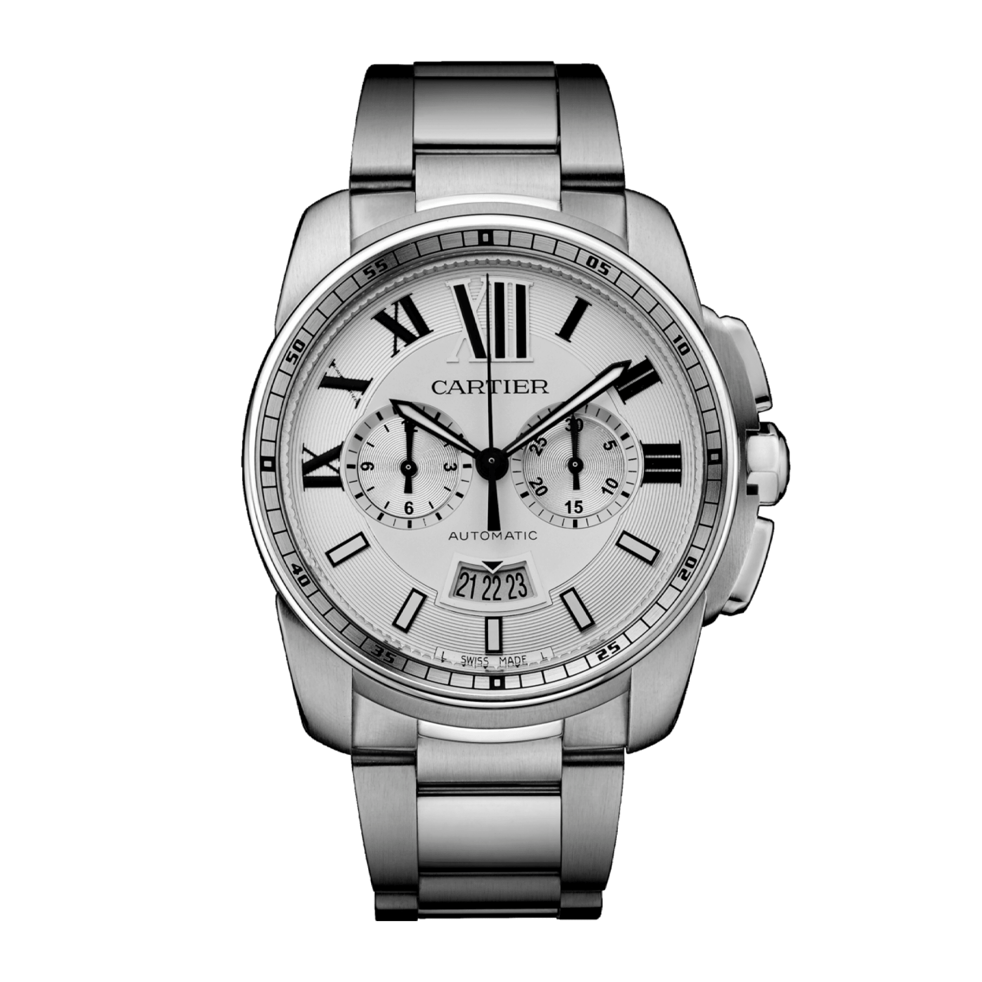 Image of Calibre de Cartier Chronograph Steel Silver Dial 42mm