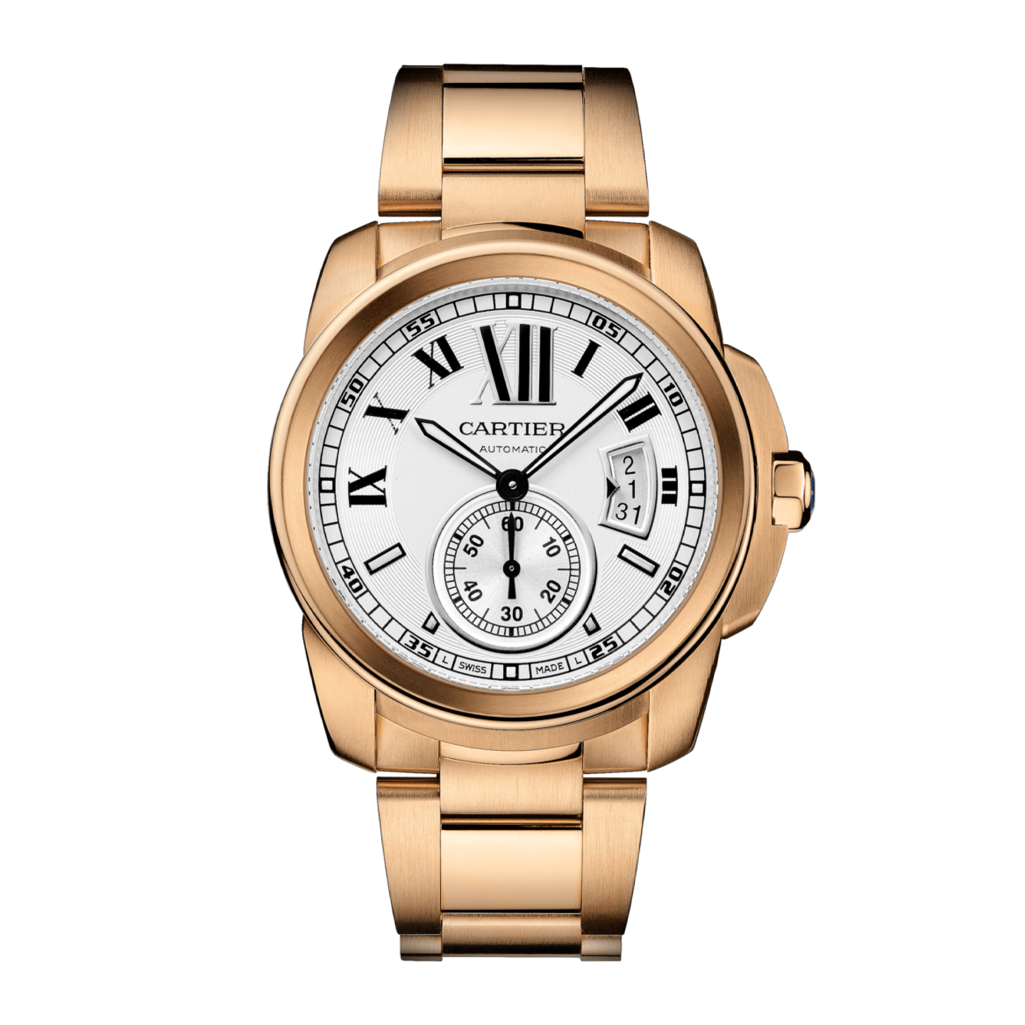 Image of Calibre de Cartier Rose Gold Silver Dial 42mm