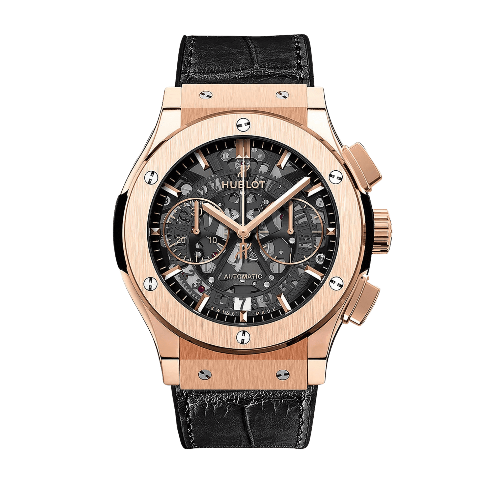 Image of Classic Fusion Aerofusion Chronograph Rose Gold Skeleton Dial 45mm