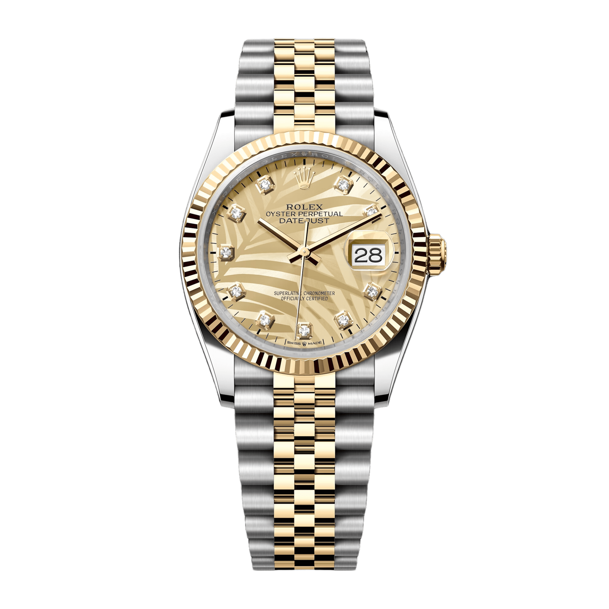 Image of Datejust Yellow Gold & Steel Jubilee Champagne Palm Dial 36mm
