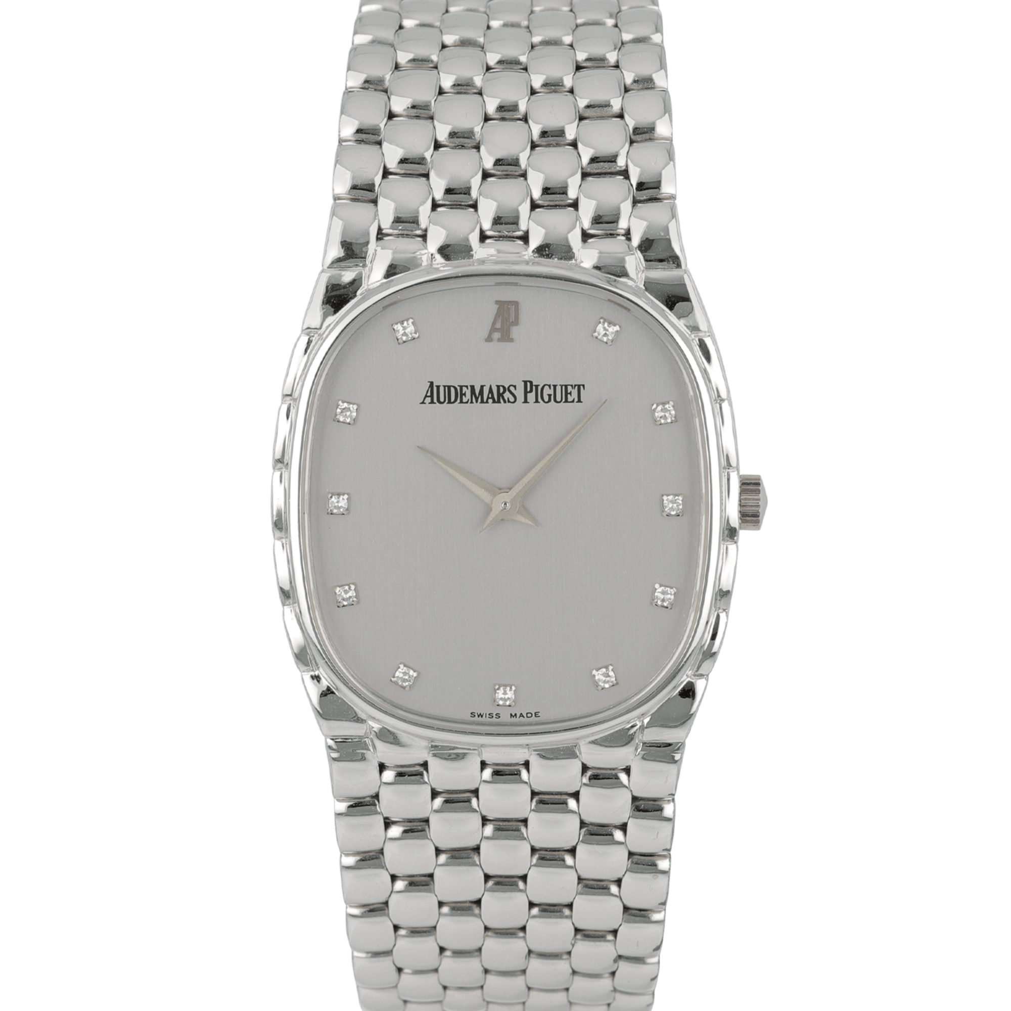 Image of Vintage White Gold Diamond Silver Dial 35mm