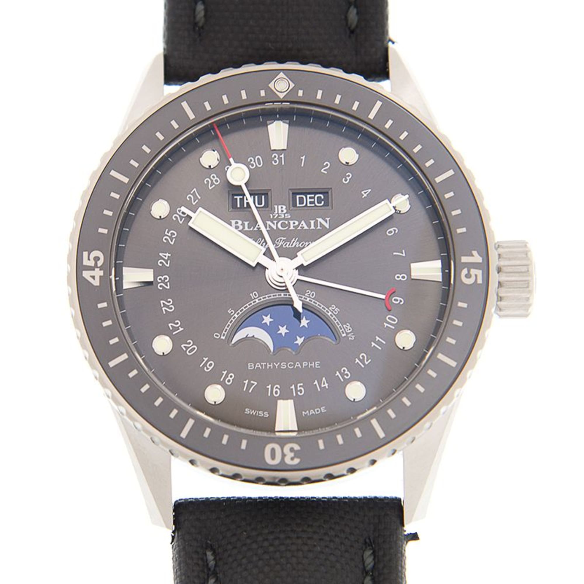 Image of Fifty Fathoms Bathyscaphe Quantième Complete Calendar Titanium Grey Dial 43mm