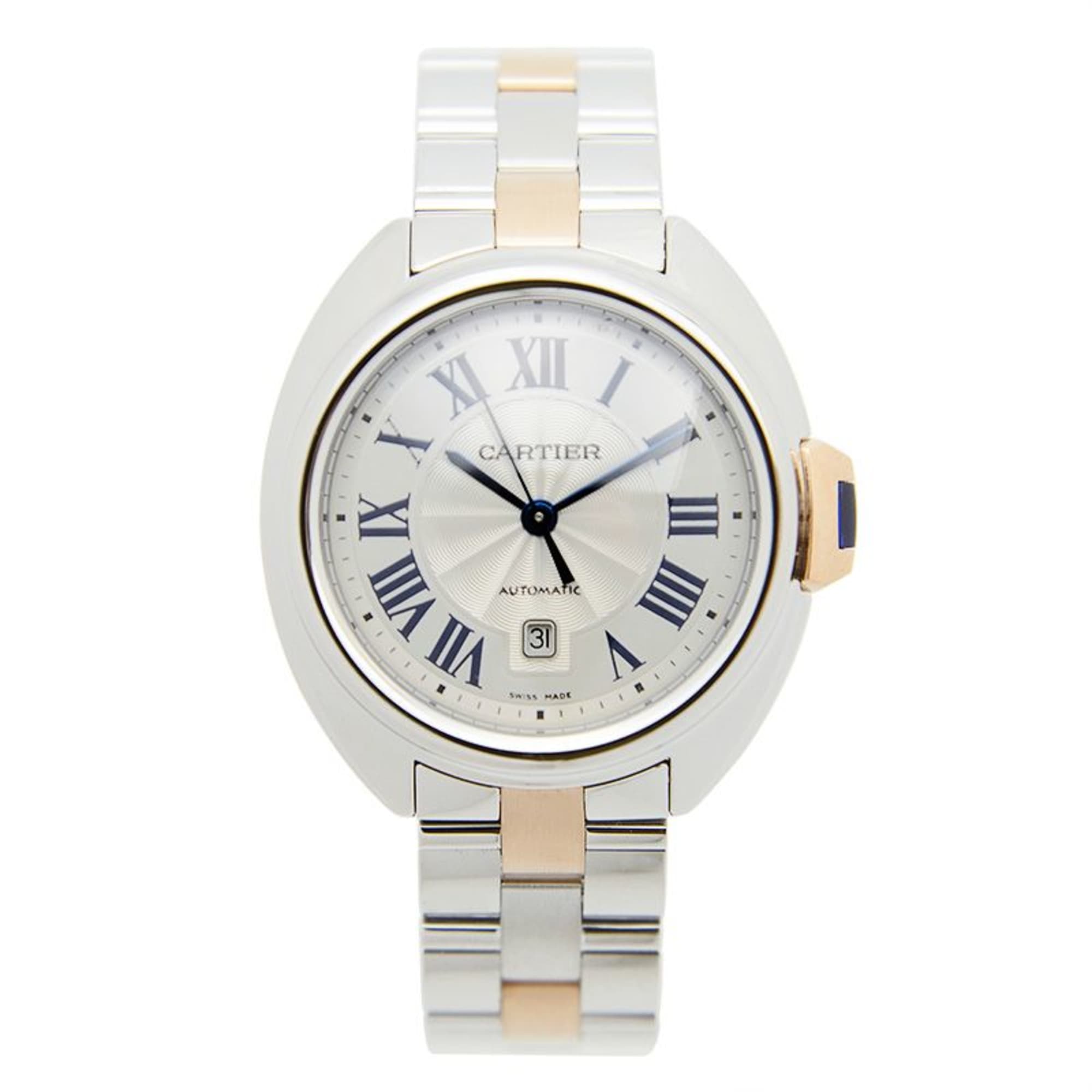Image of Clé de Cartier Rose Gold & Steel White Dial 25mm