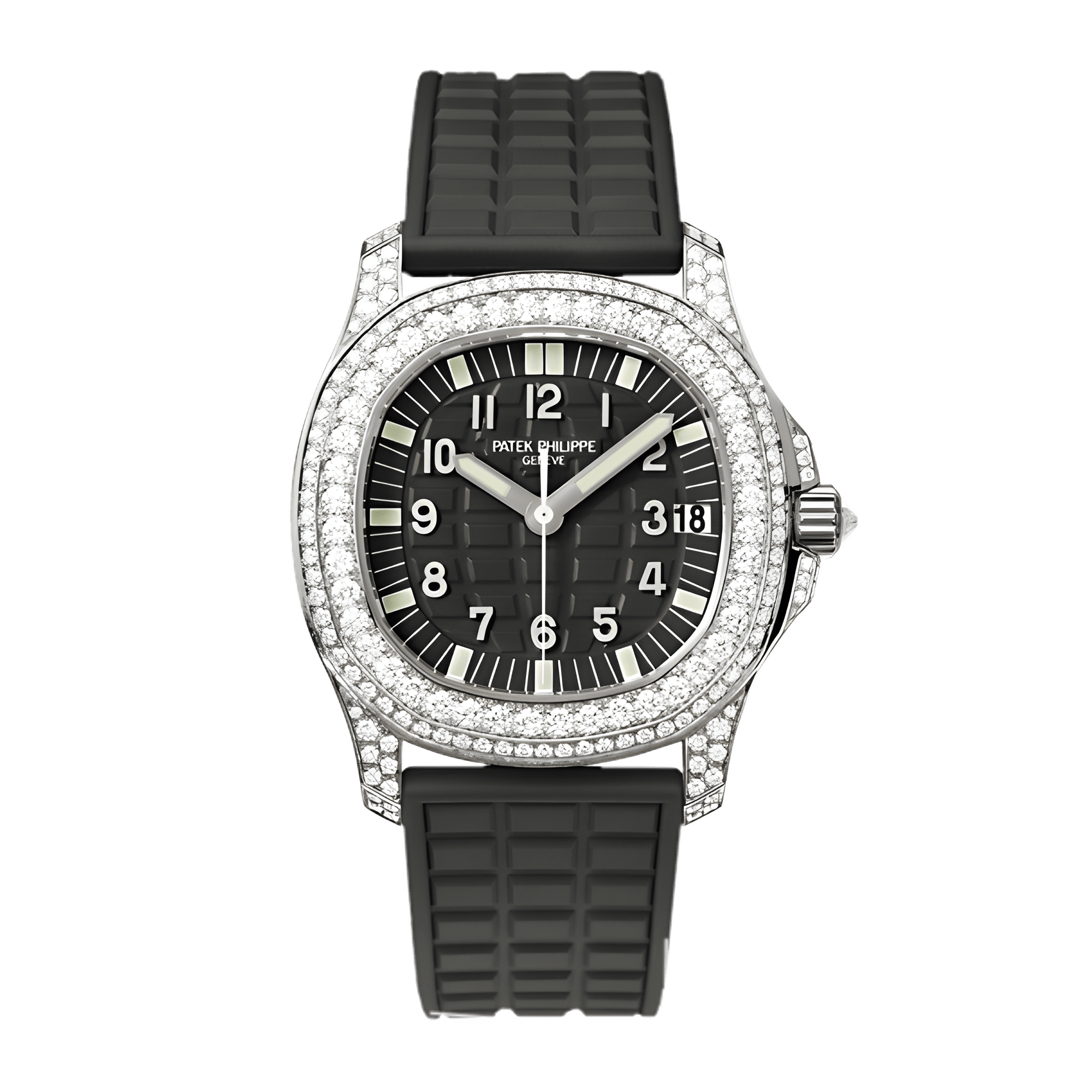 Image of Aquanaut White Gold Diamond Black Dial 35mm