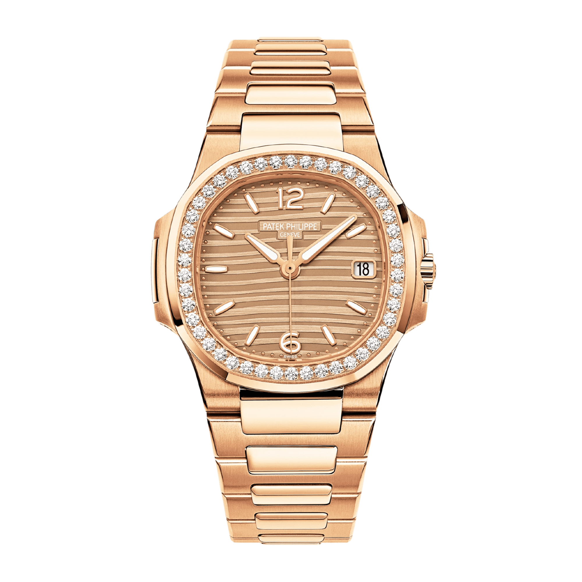 Image of Nautilus Rose Gold Diamond Pink Dial 32mm