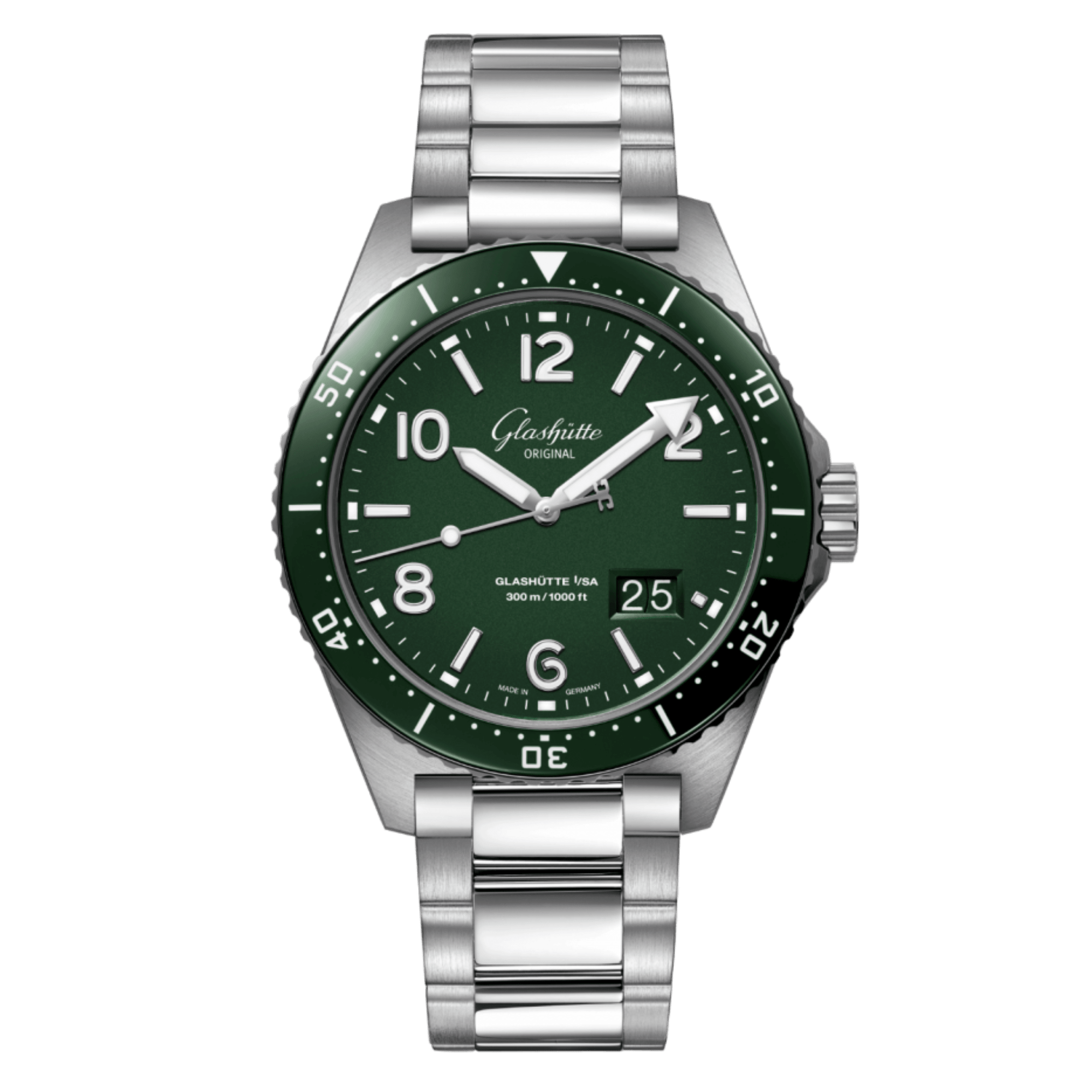 Image of SeaQ Date Steel Green Dial 43mm