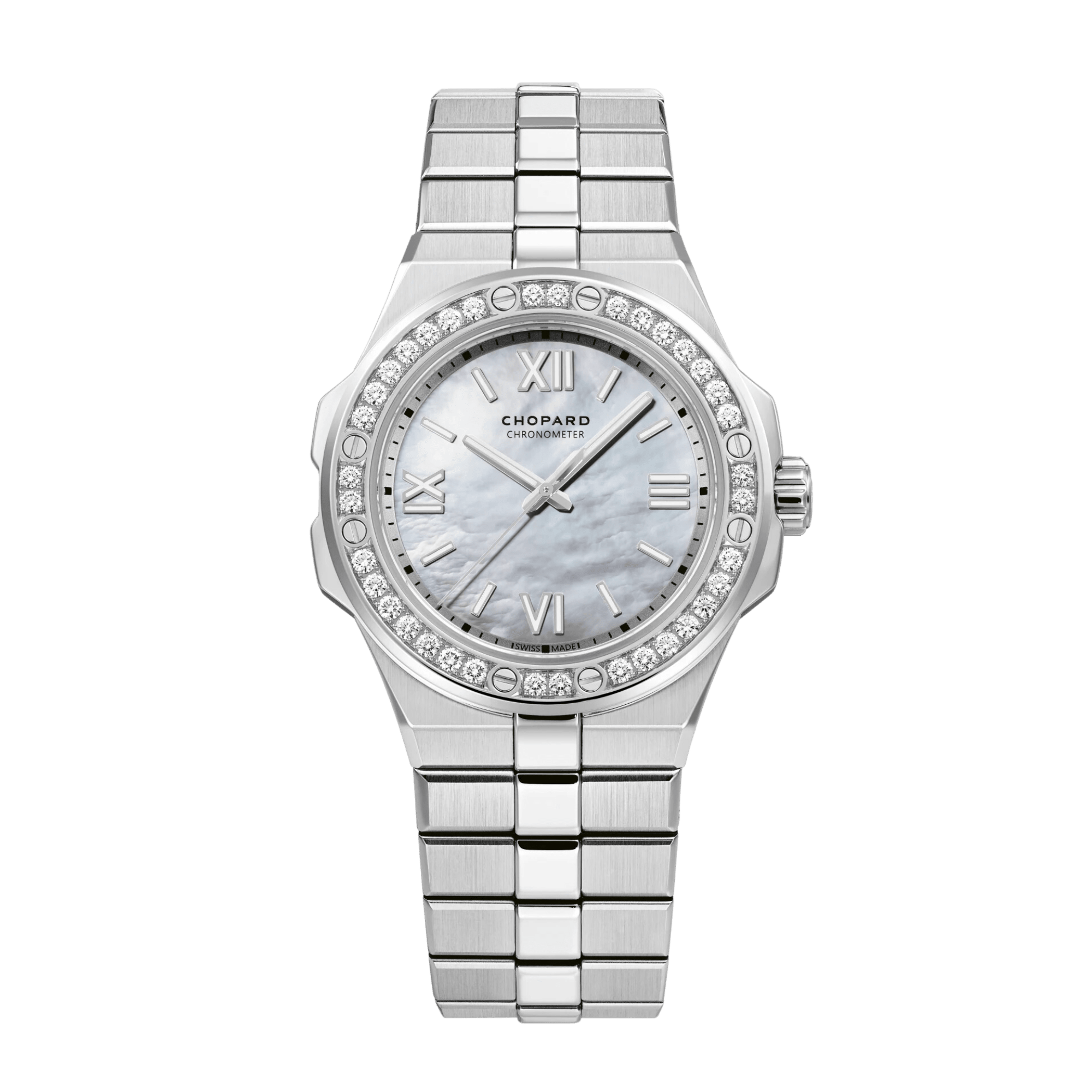 Image of Alpine Eagle Steel Diamond Mother of Pearl Dial 36mm