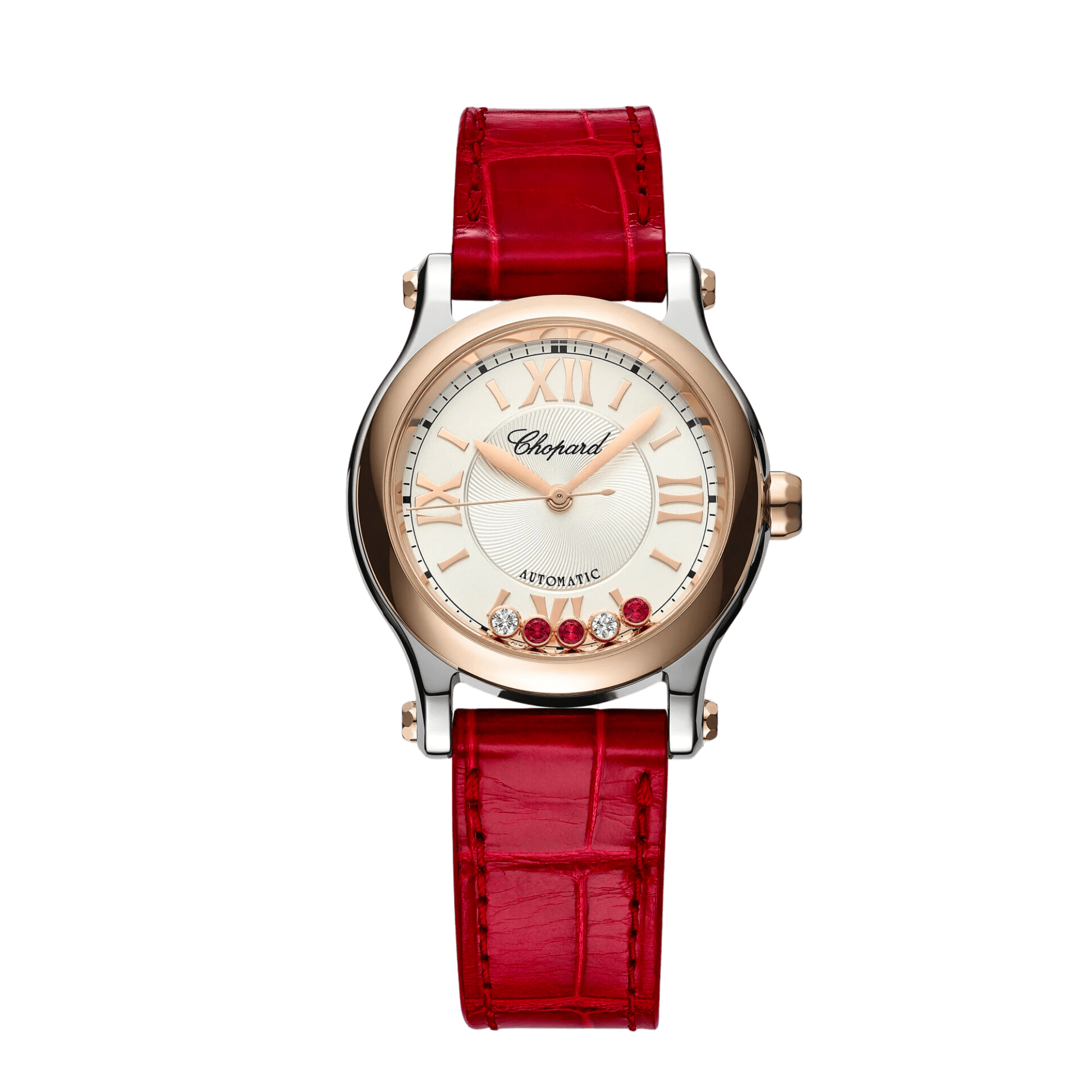 Image of Happy Sport Rose Gold & Steel Silver Dial 30mm