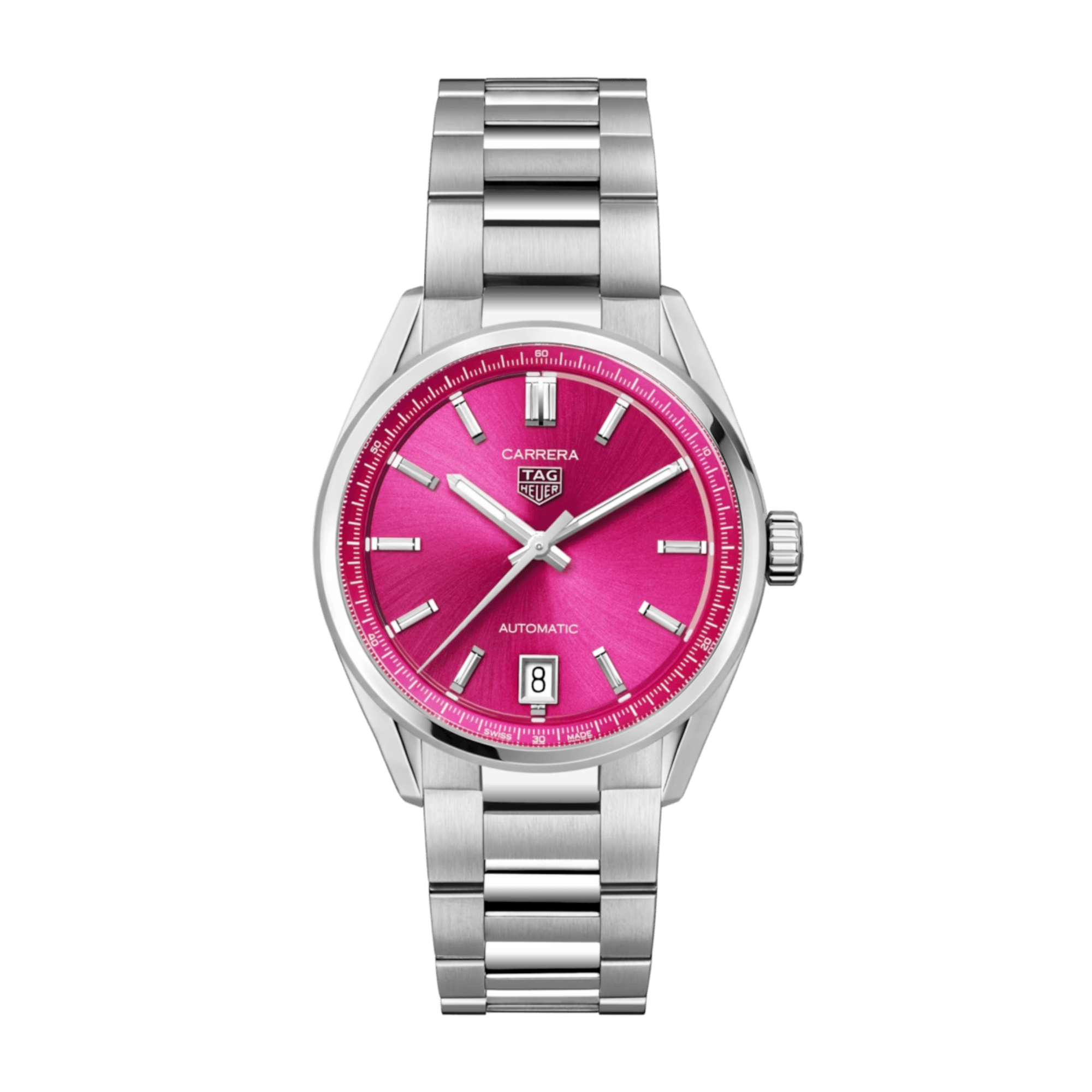 Image of Carrera Date Steel Pink Dial 36mm