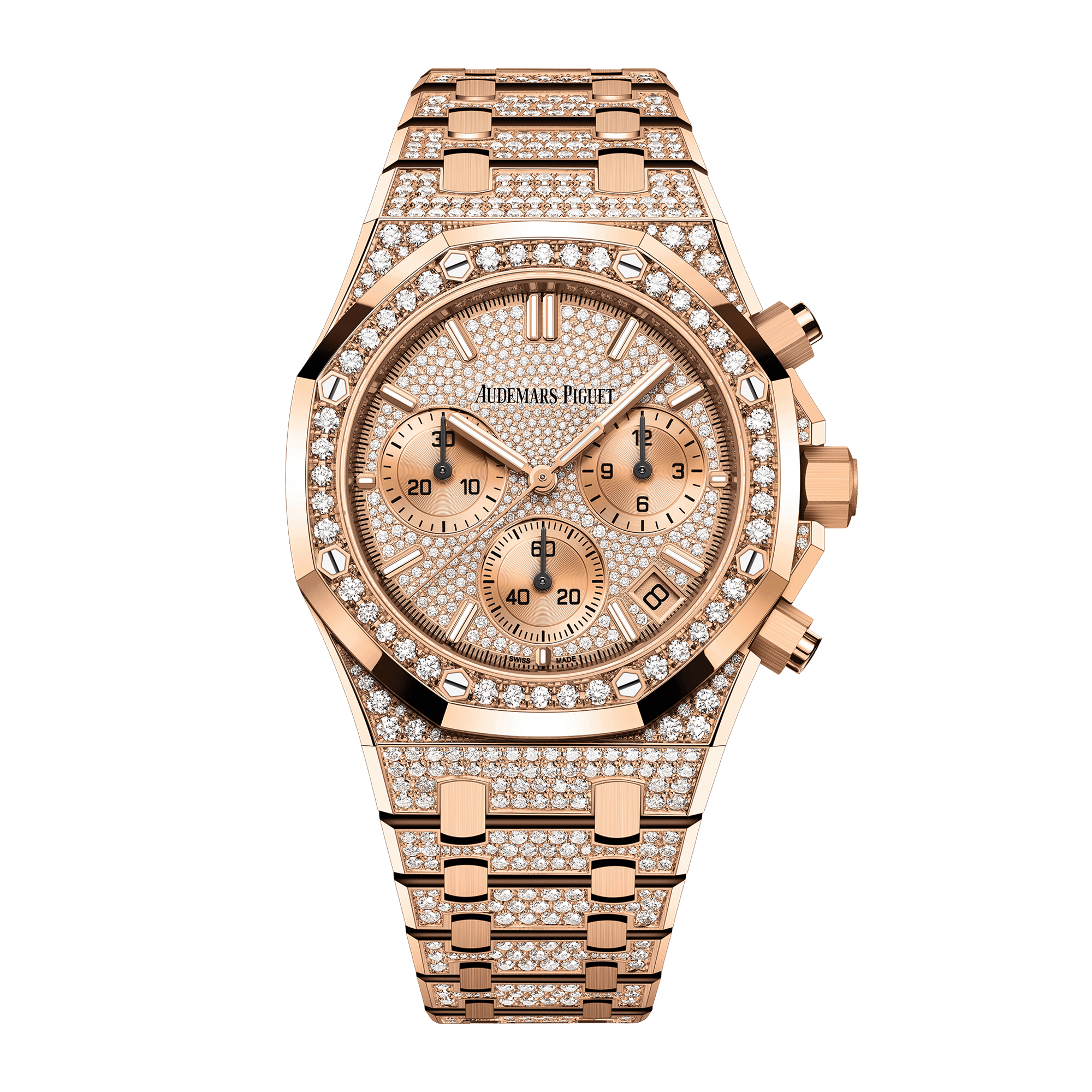 Image of Royal Oak Chronograph Rose Gold Diamond Pave Dial 41mm