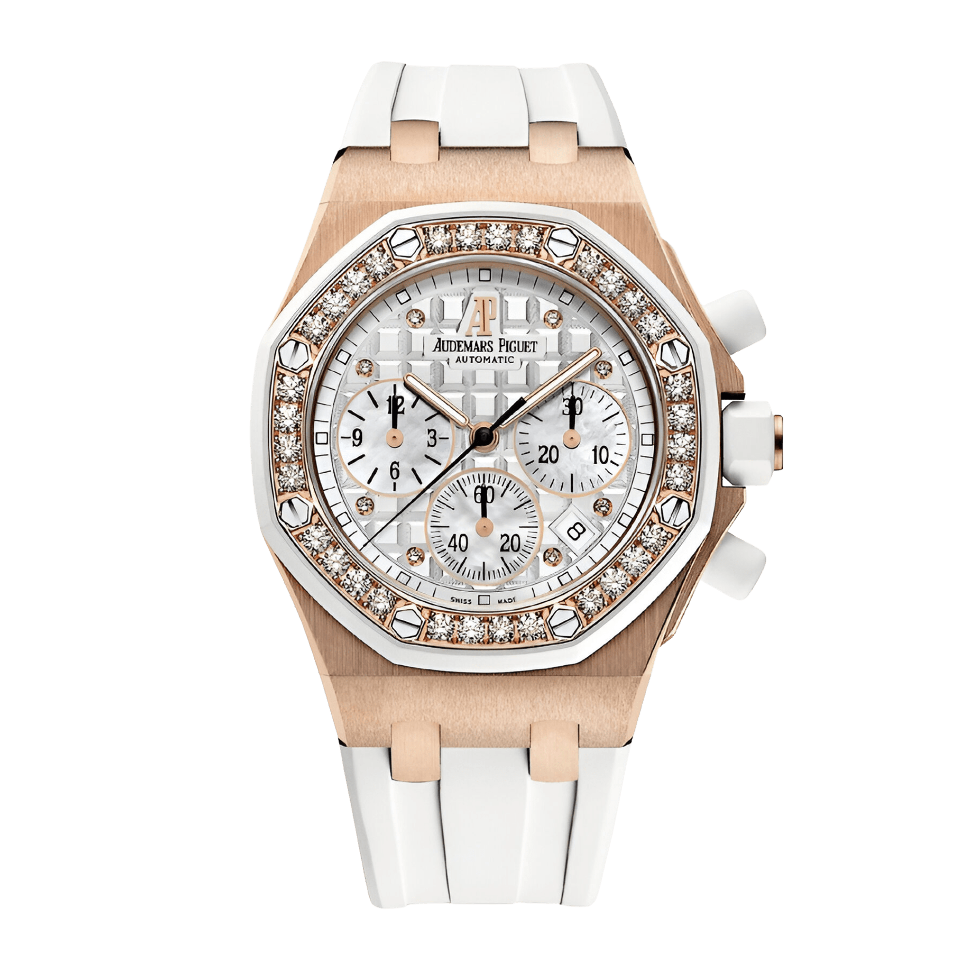Photo of Royal Oak Offshore 37 Lady Chronograph Rose Gold Diamond White Dial