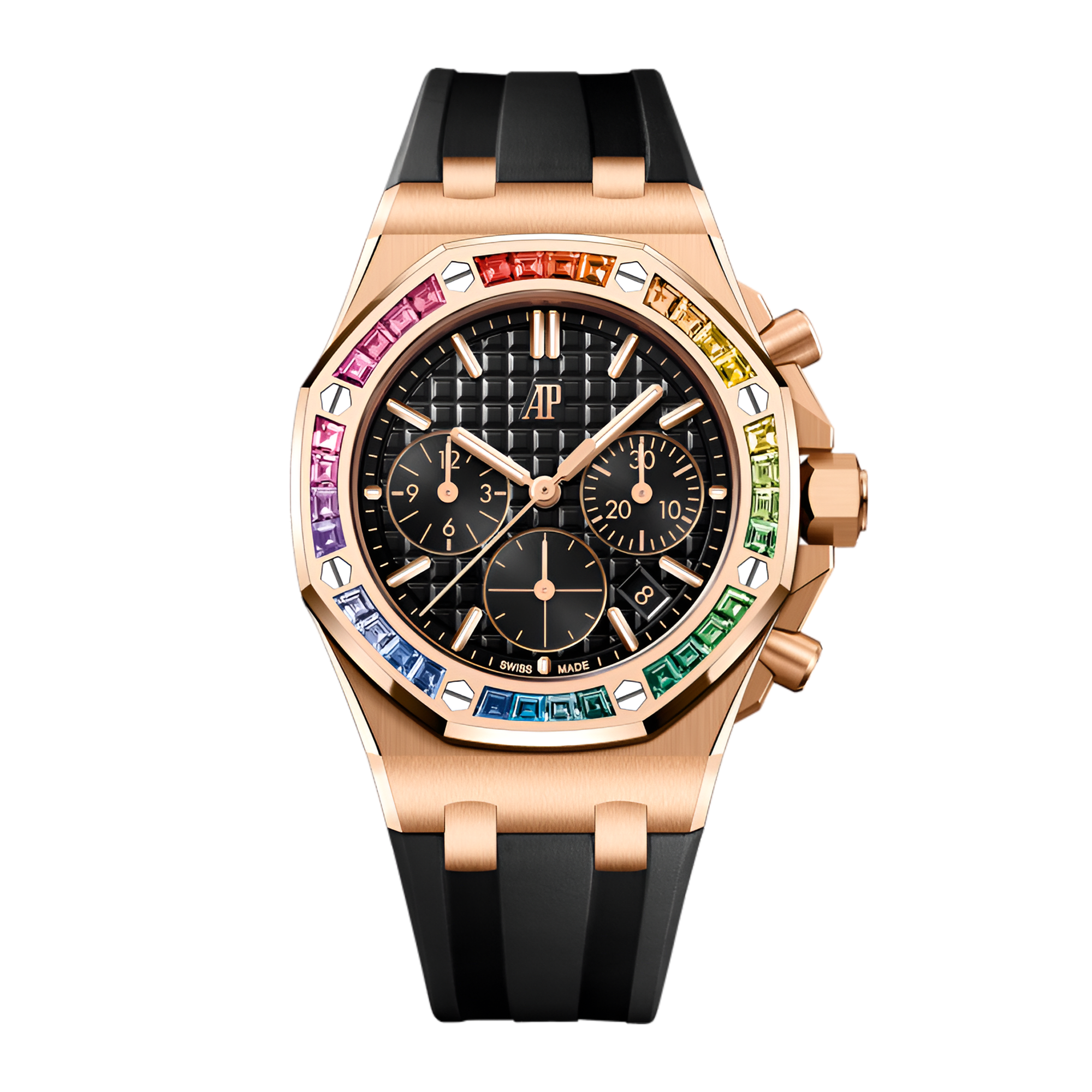 Photo of Royal Oak Offshore 37 Lady Chronograph Rose Gold Rainbow Black Dial