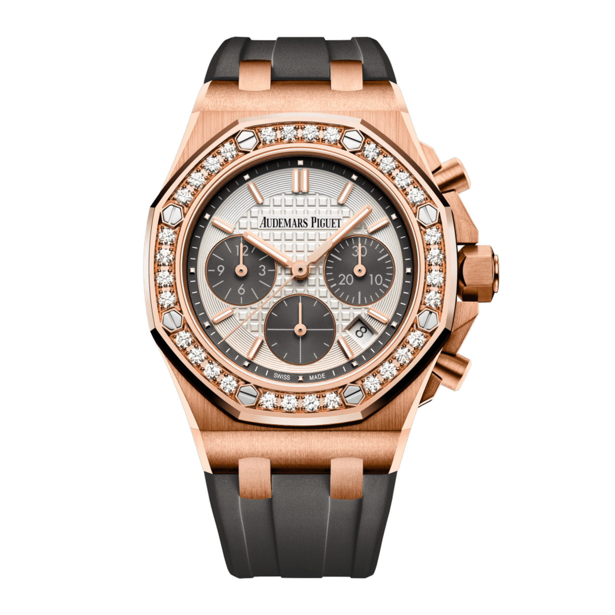 Image of Royal Oak Offshore Rose Gold Diamond Silver Dial 37mm