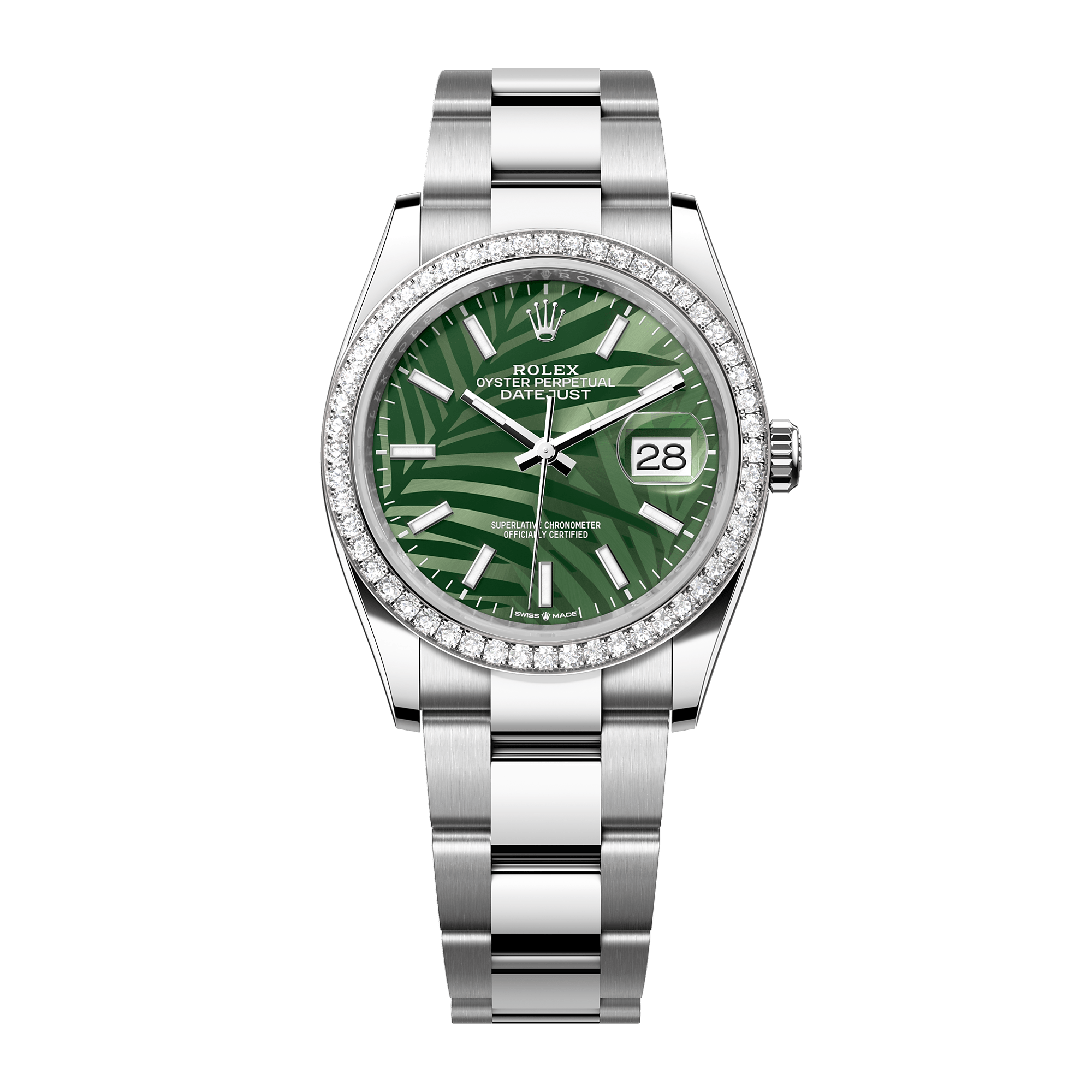 Image of Datejust Steel Diamond Green Palm Dial 36mm