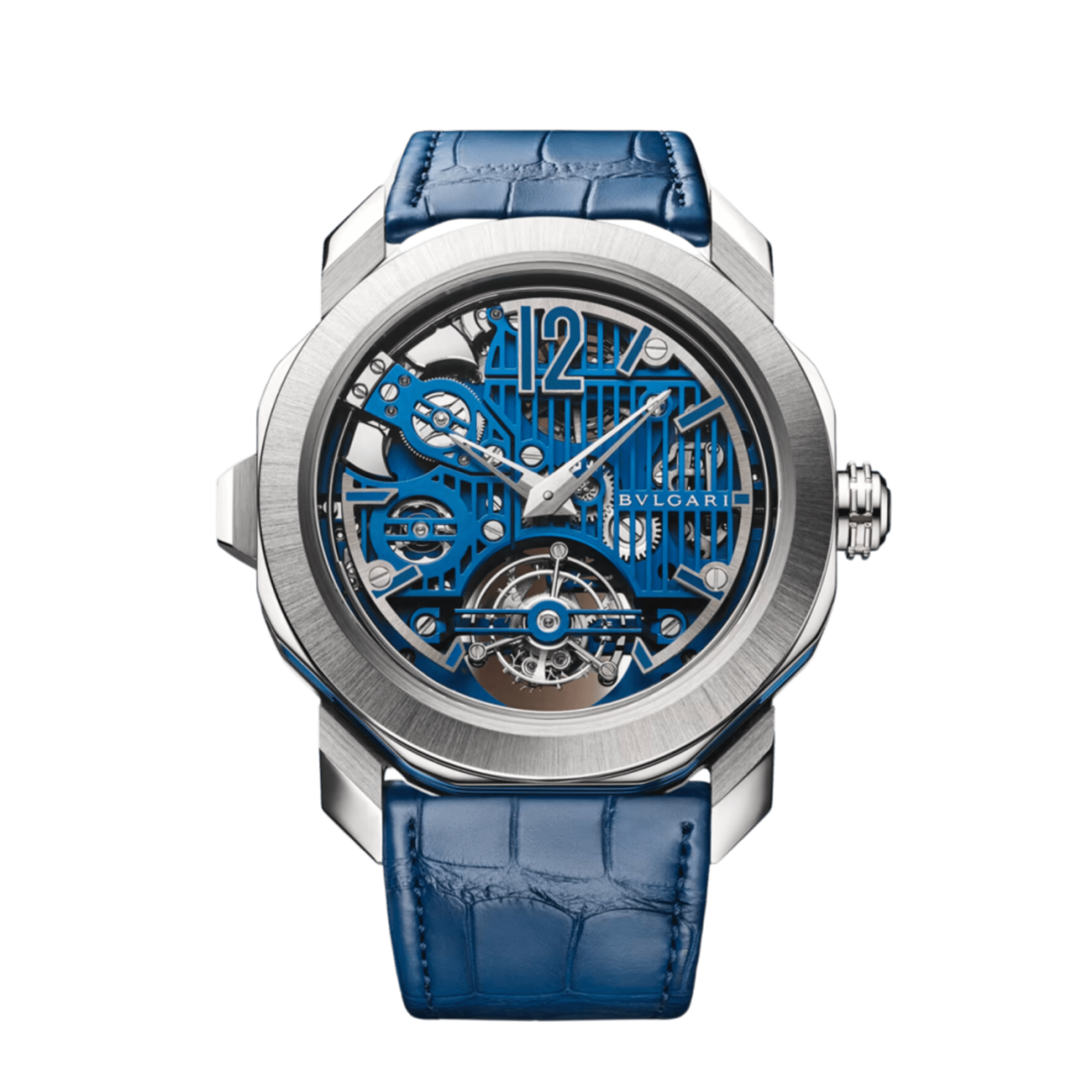 Image of Octo Roma Carillon Tourbillon Platinum Blue Skeleton Dial 44mm