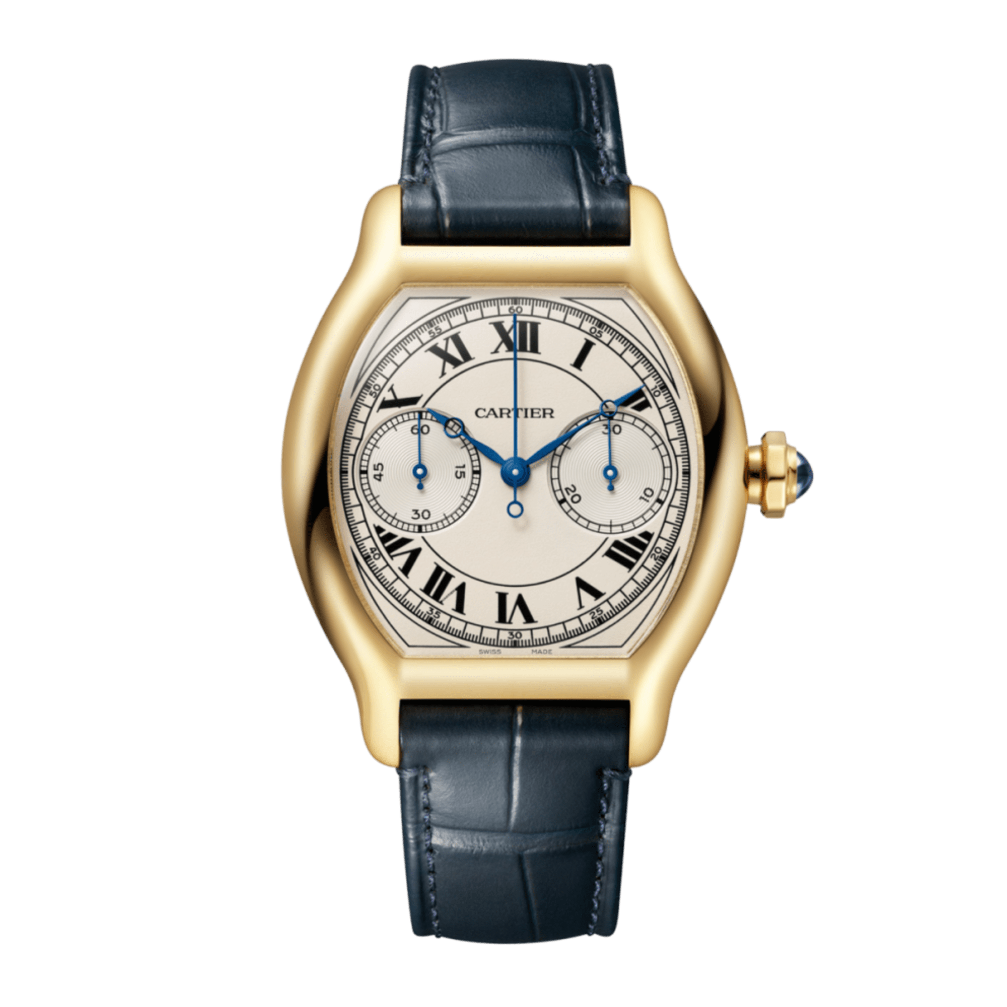 Image of Tortue Privé Monopoussoir Chronograph Yellow Gold White Dial 34mm