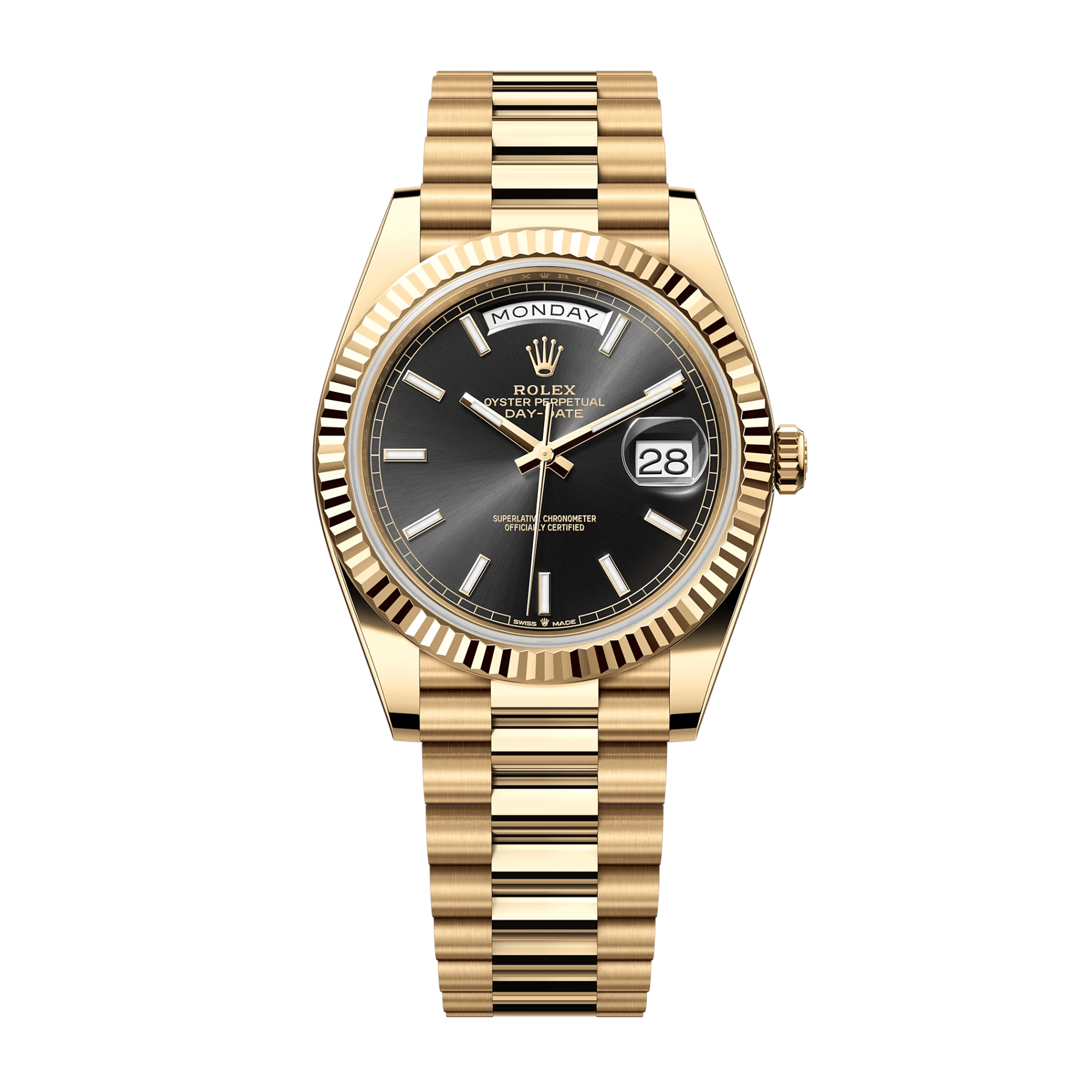 Image of Day-Date Yellow Gold Black Dial 40mm